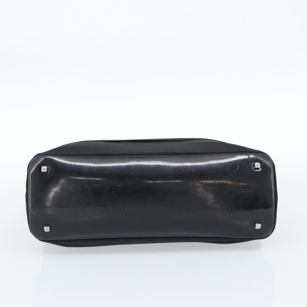 Salvatore Ferragamo Vala Hand Bag Canvas Black Silver Auth ka4576
