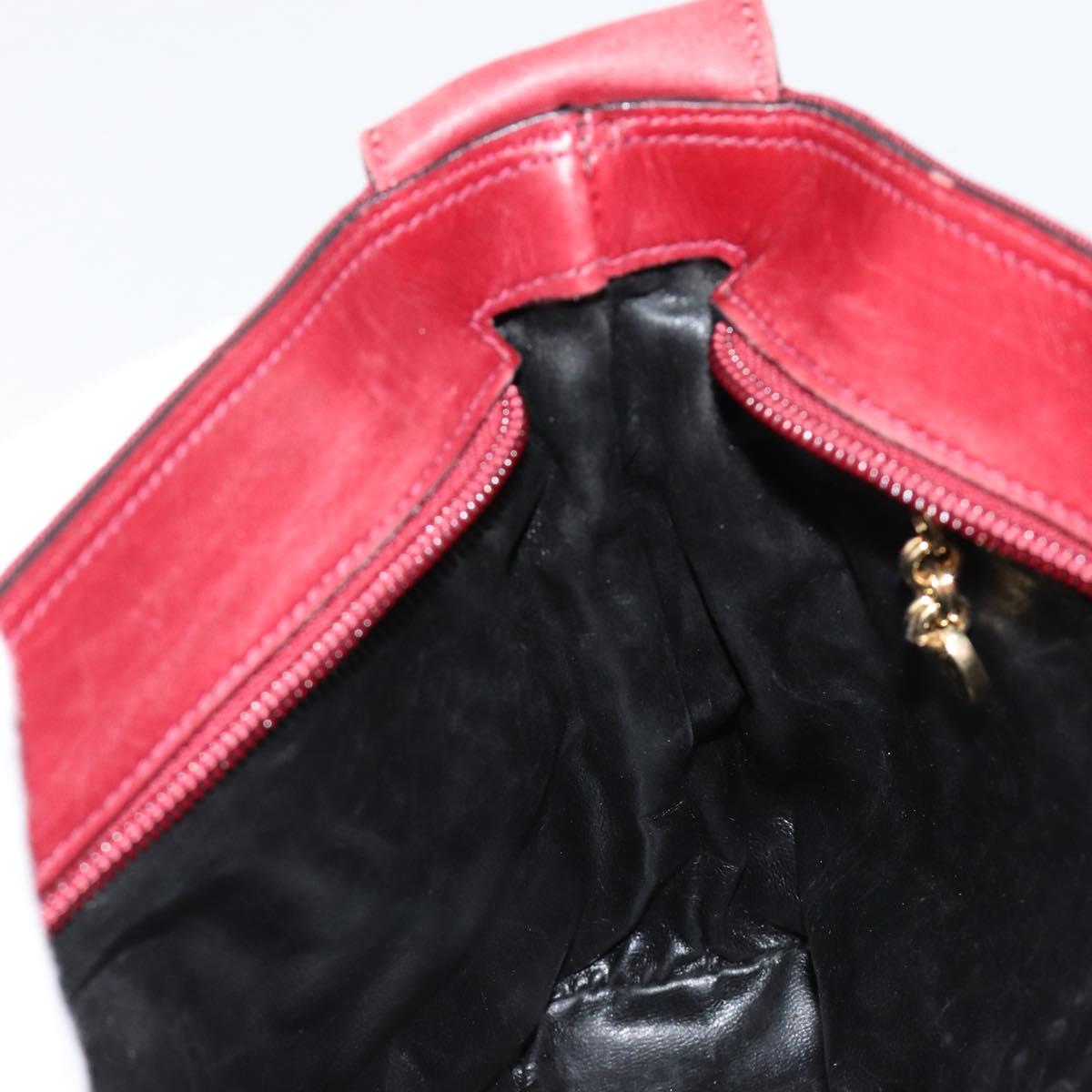 Salvatore Ferragamo Vala Shoulder Bag Canvas Leather Red Gold Auth ka4578A