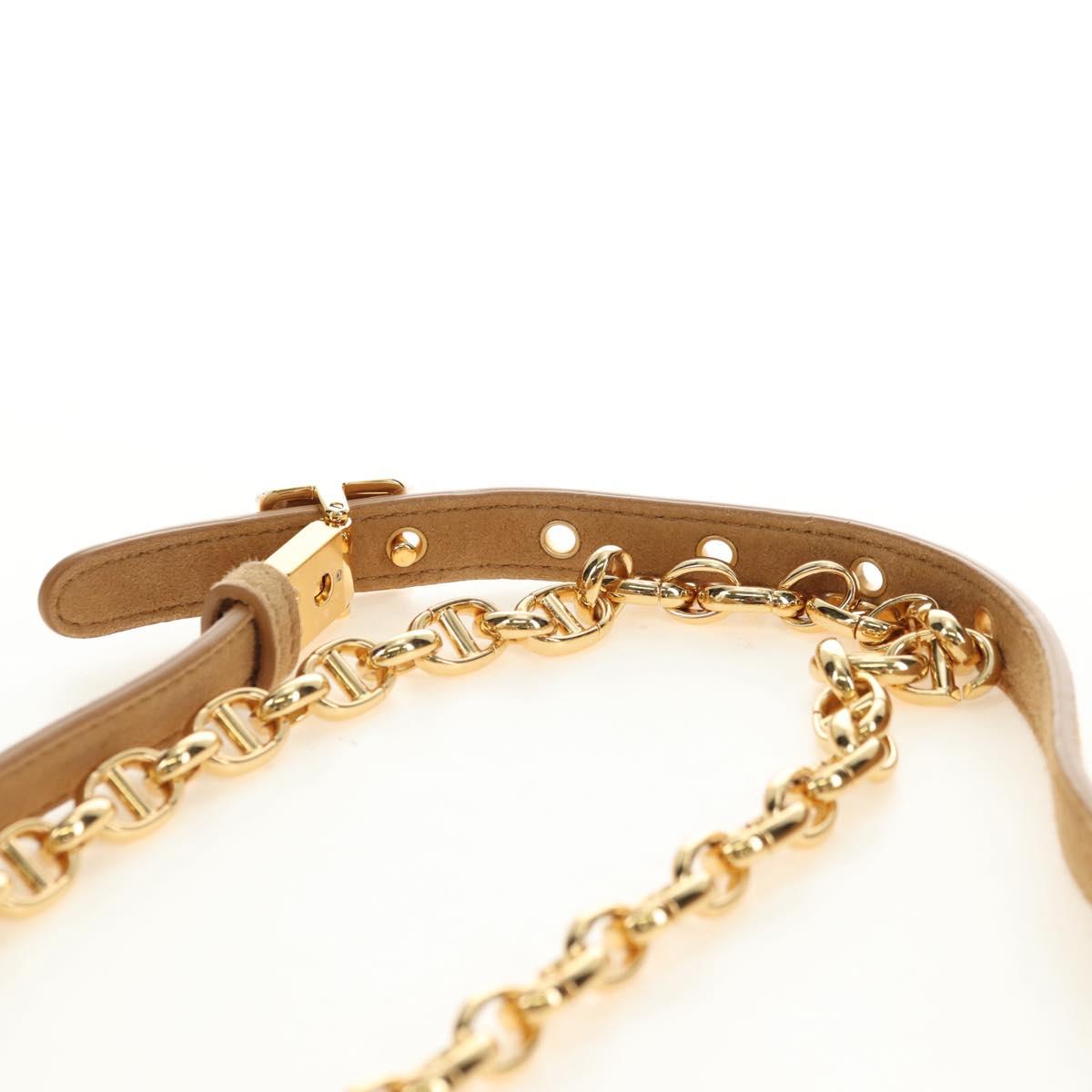 Christian Dior Caro Chain Shoulder Bag Mouton Beige Gold Auth ka4579SM
