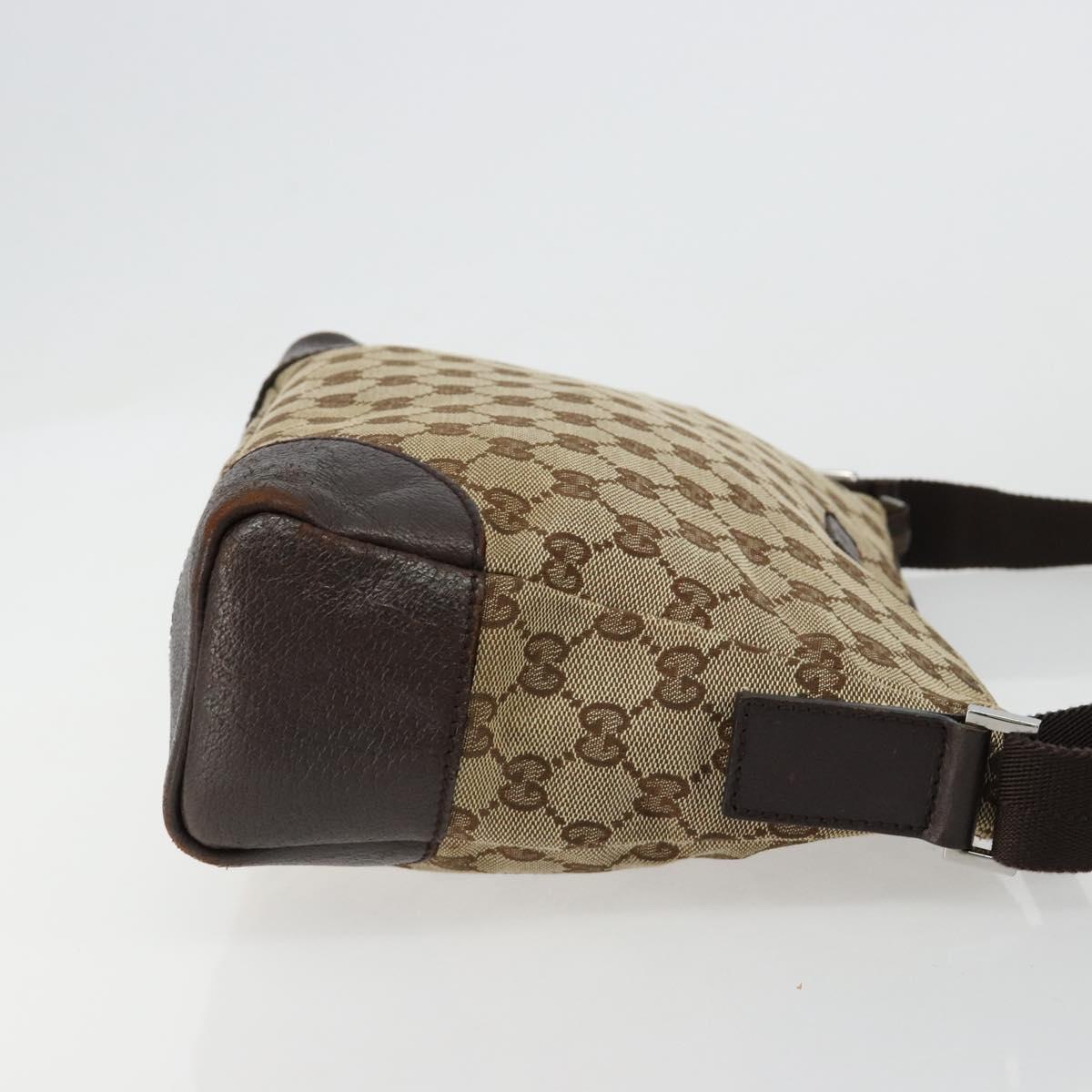 GUCCI GG Canvas Shoulder Bag Brown Silver 114273 Auth ka4581