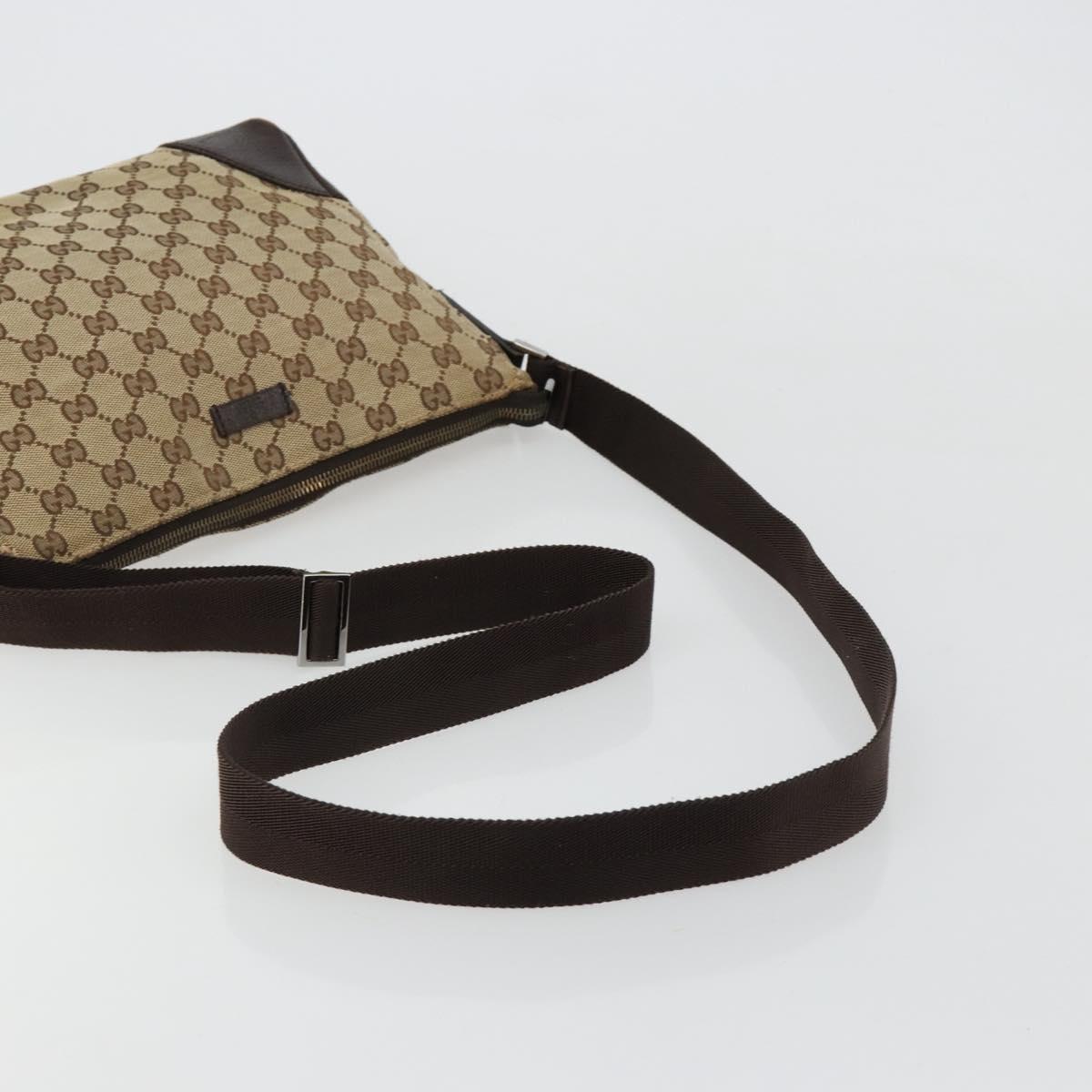 GUCCI GG Canvas Shoulder Bag Brown Silver 114273 Auth ka4581