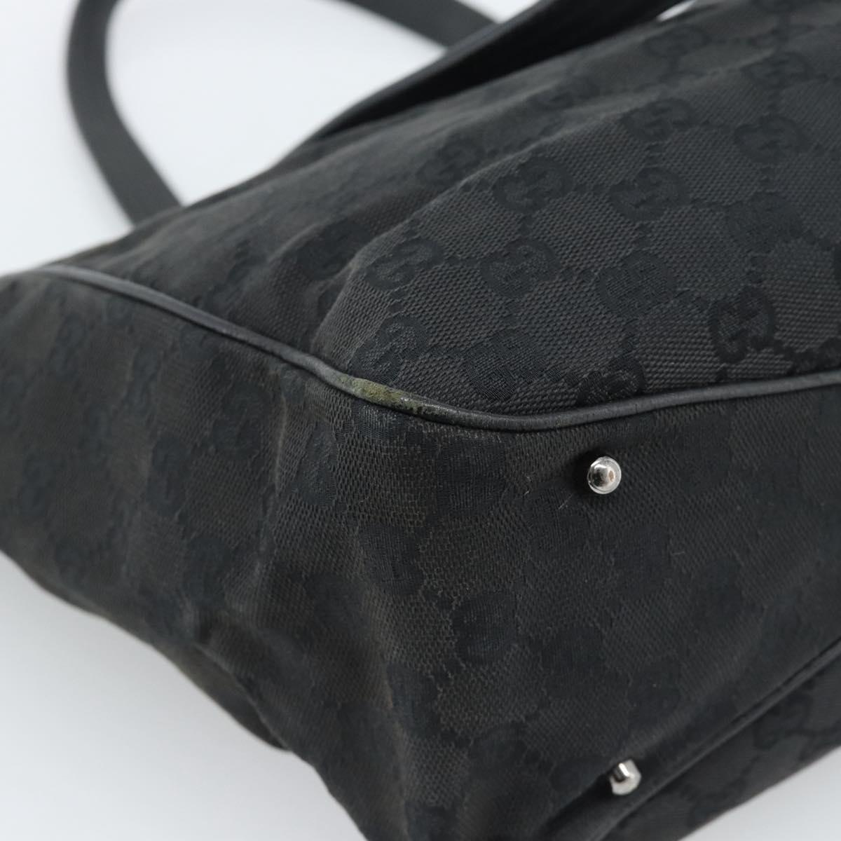 GUCCI GG Canvas Hand Bag Black Silver 113017 Auth ka4582