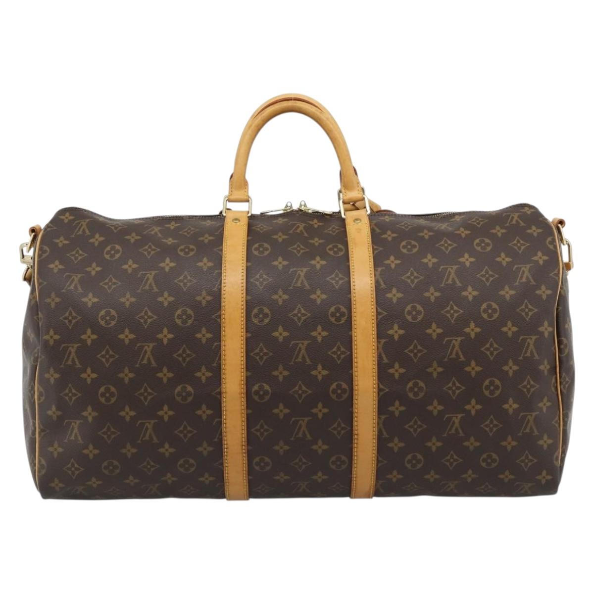 LOUIS VUITTON Monogram Keepall Bandouliere 55 Boston Bag M41414 LV Auth ka4586A