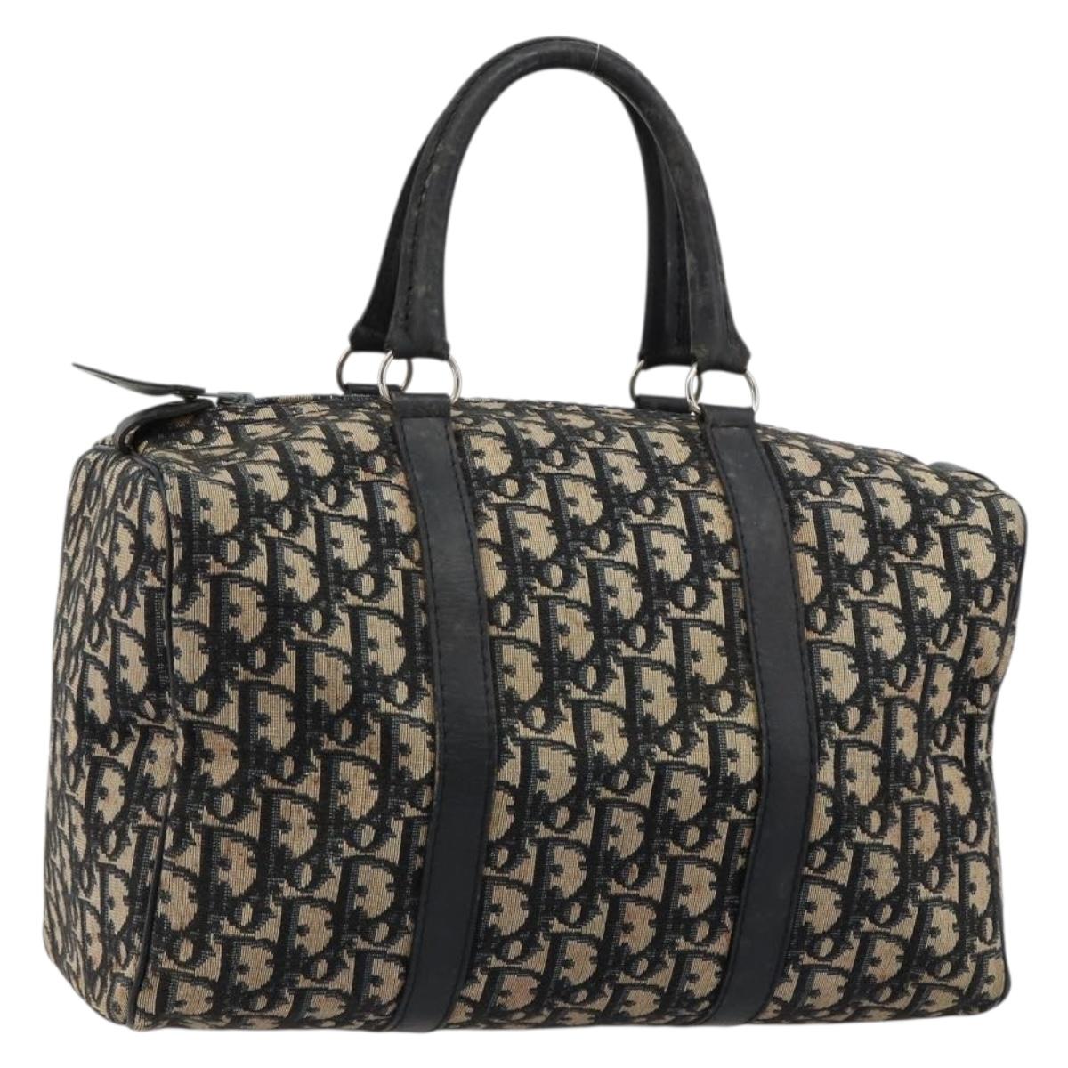 Christian Dior Trotter Canvas Hand Bag Navy Silver Auth ka4588