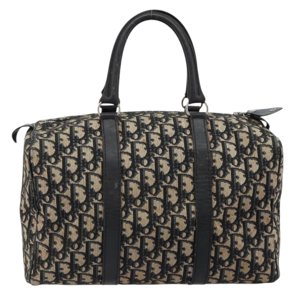 Christian Dior Trotter Canvas Hand Bag Navy Silver Auth ka4588