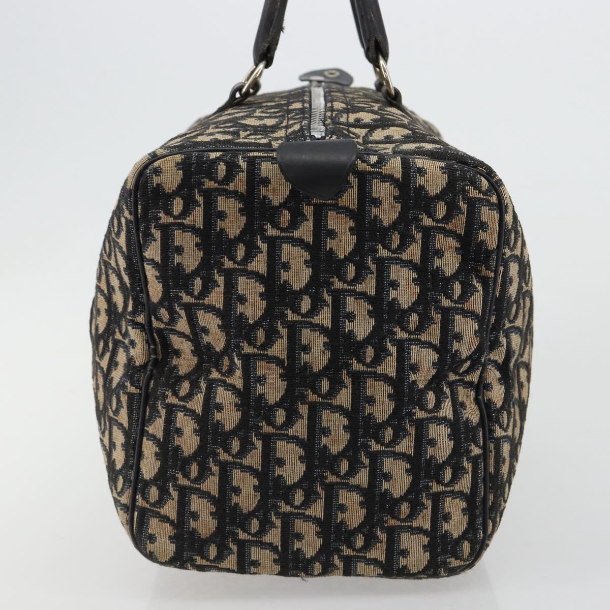 Christian Dior Trotter Canvas Hand Bag Navy Silver Auth ka4588