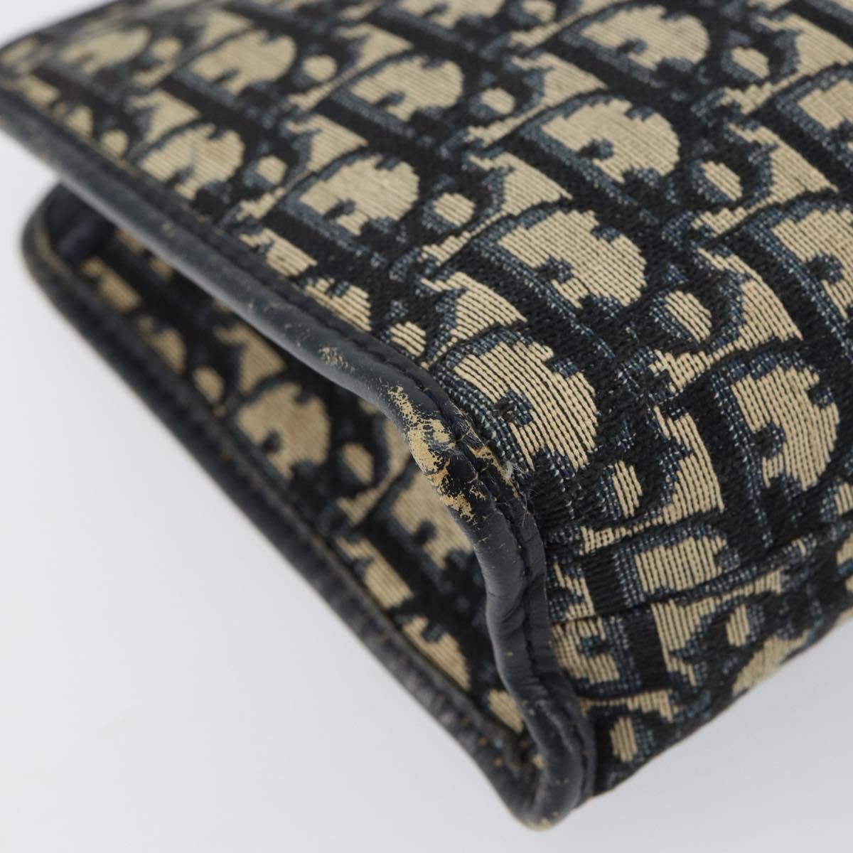 Christian Dior Trotter Canvas Clutch Bag Navy Silver Auth ka459