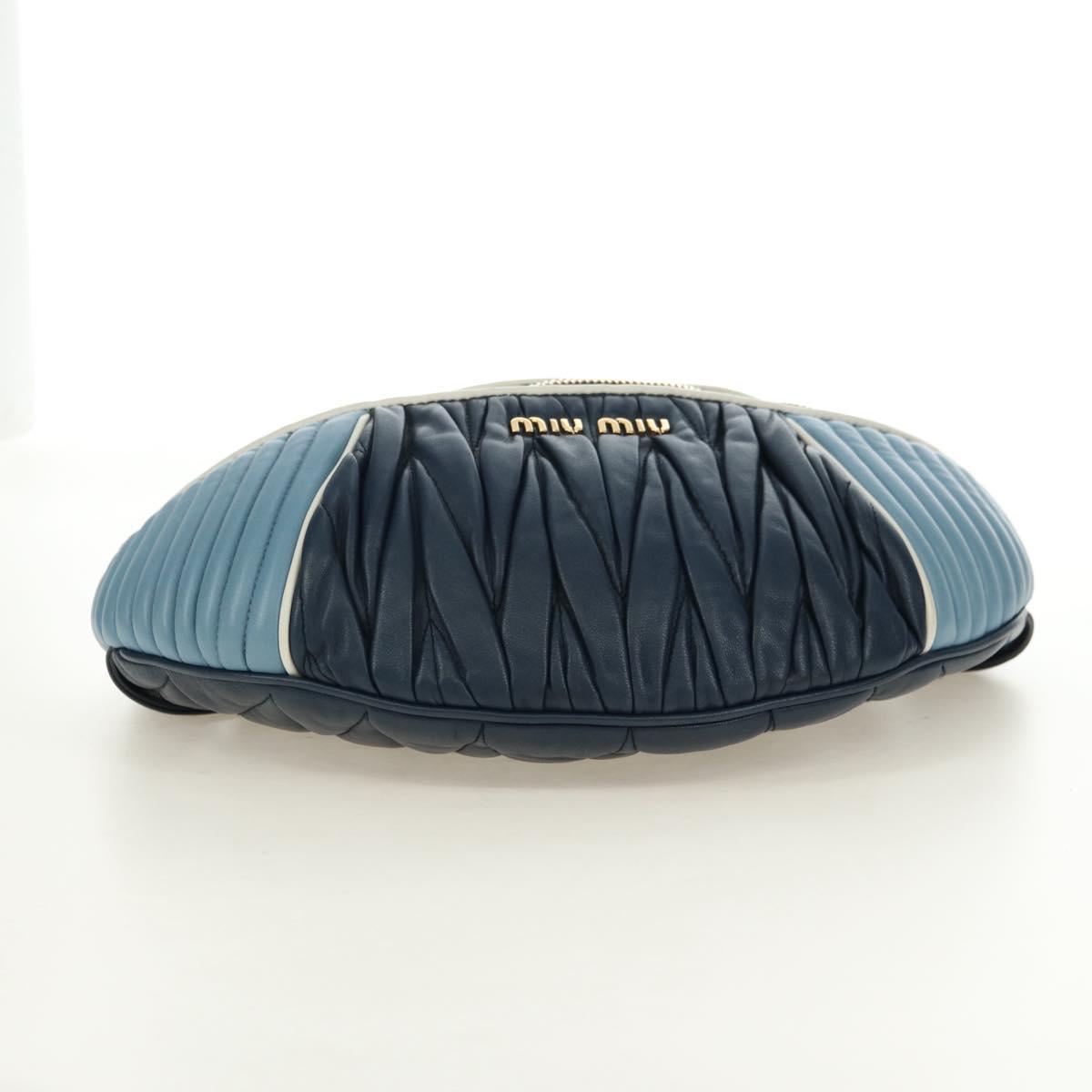 Miu Miu Body Bag Leather Blue Gold Auth ka4593V