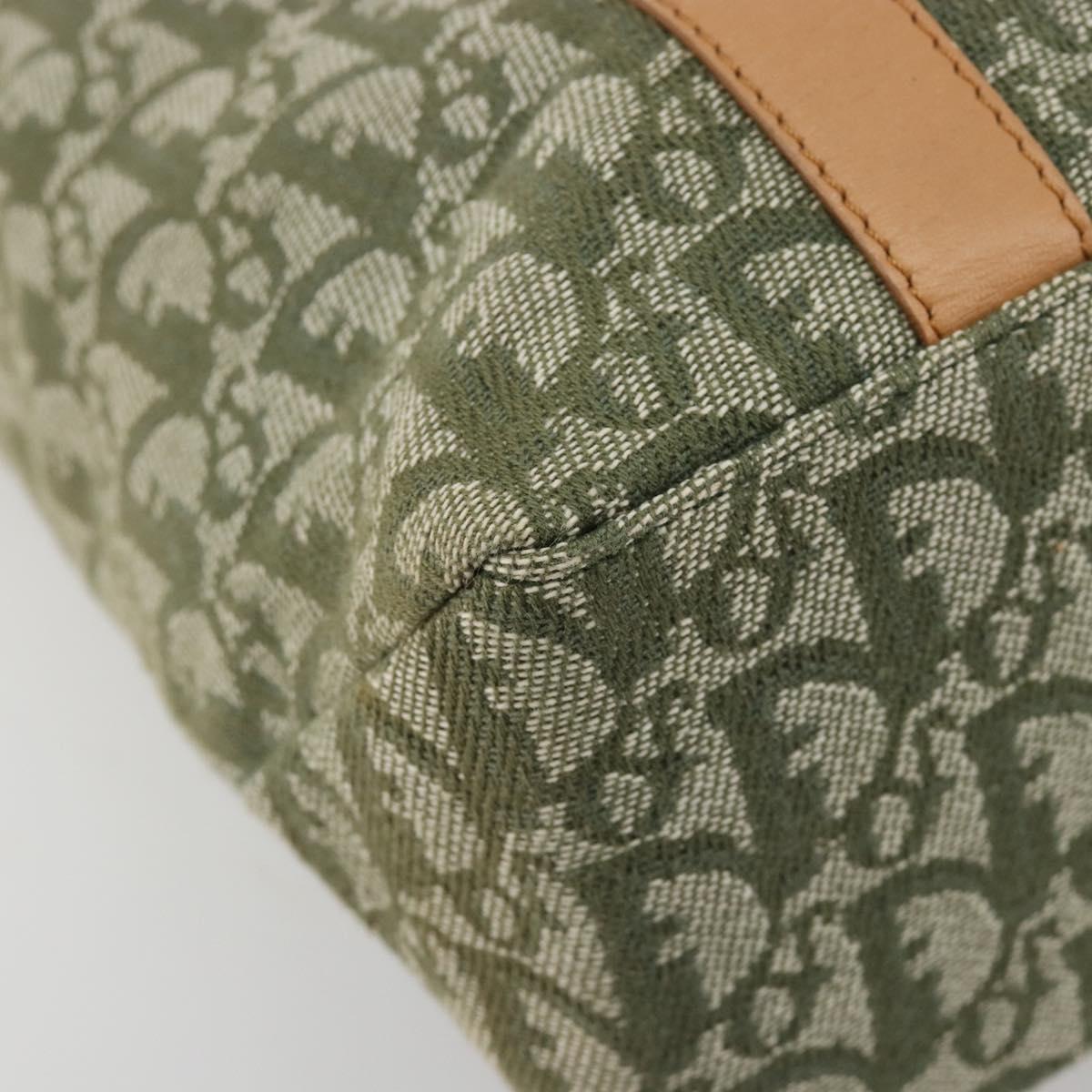 Christian Dior Trotter Canvas Hand Bag Green Gold Auth ka4602