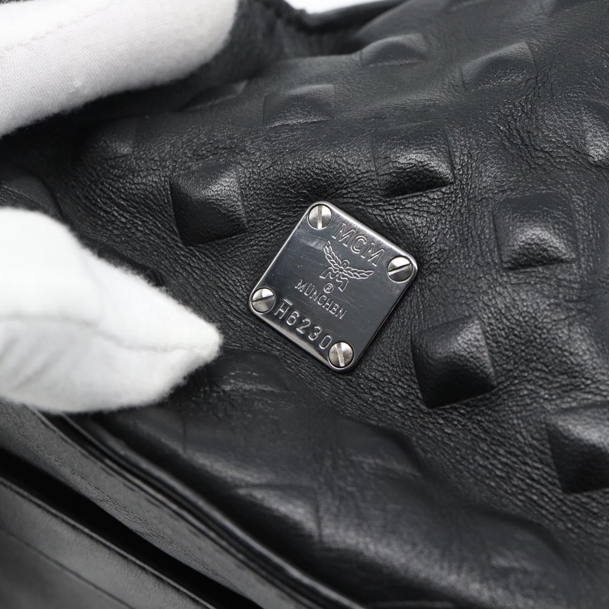 MCM Backpack Leather Black Silver Auth ka4605A