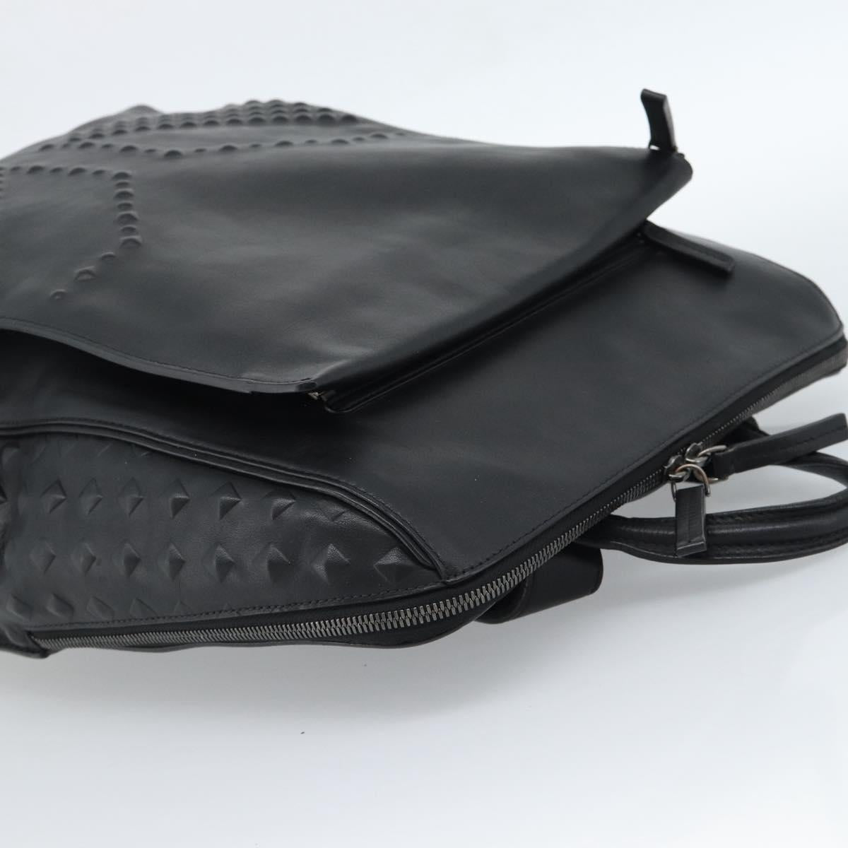 MCM Backpack Leather Black Silver Auth ka4605A
