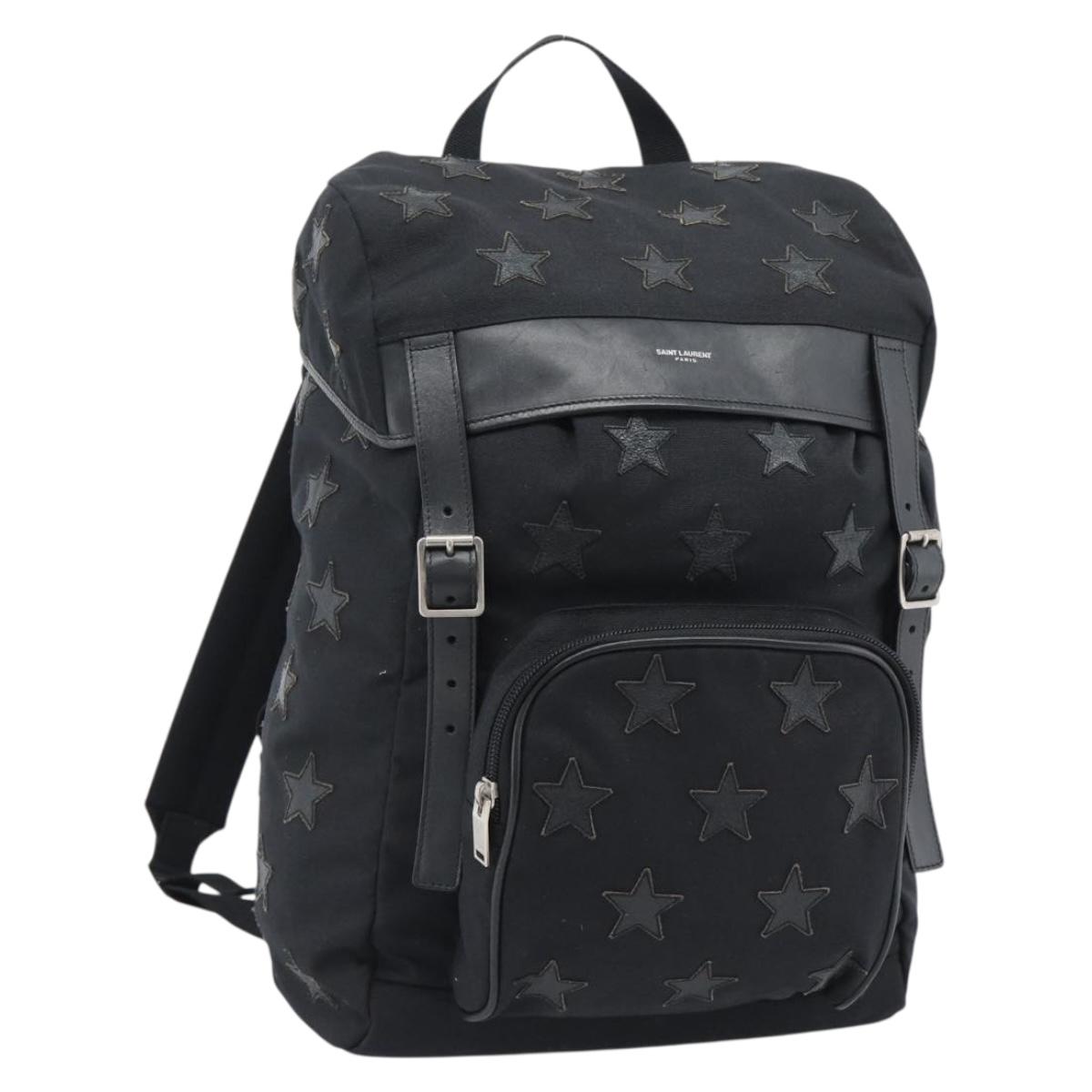 SAINT LAURENT Backpack Canvas Black Silver Auth ka4606A