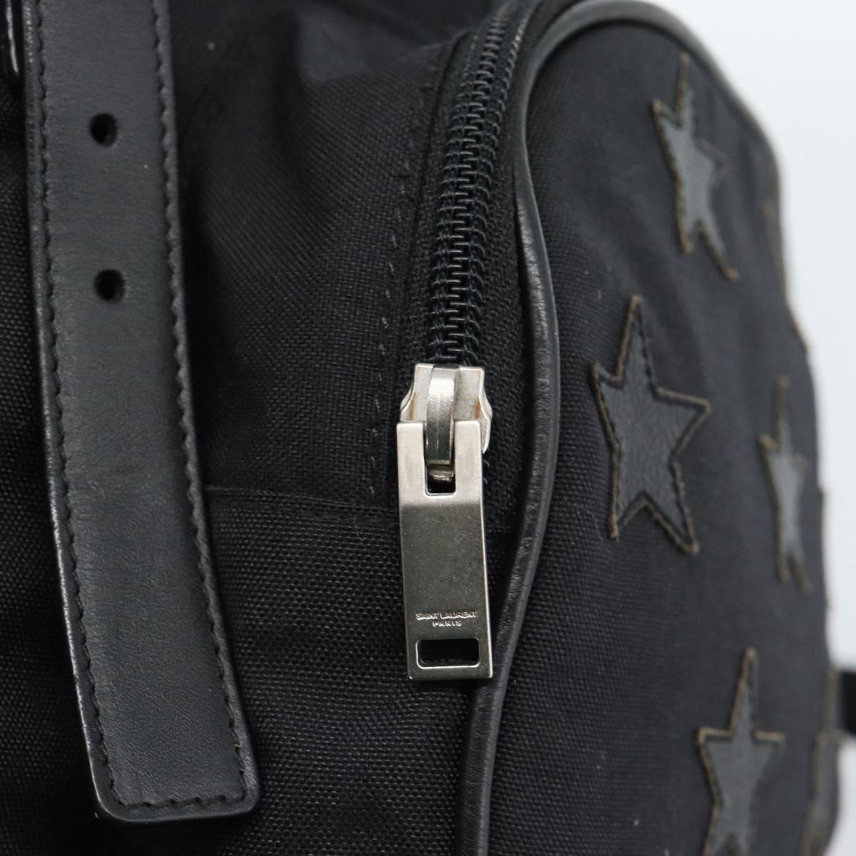 SAINT LAURENT Backpack Canvas Black Silver Auth ka4606A