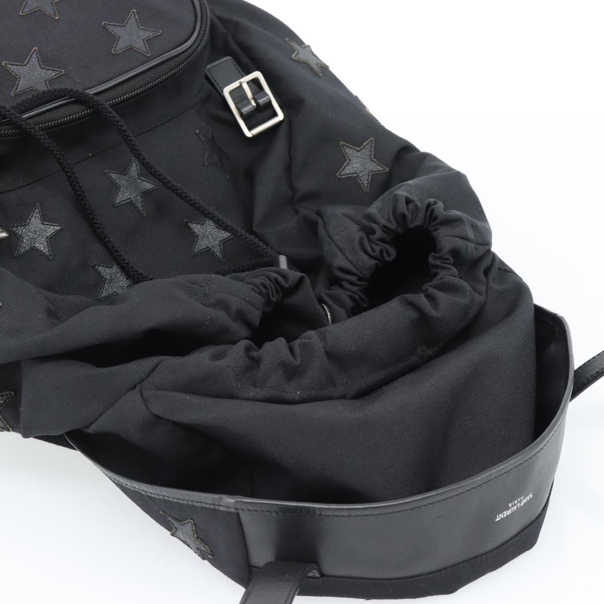 SAINT LAURENT Backpack Canvas Black Silver Auth ka4606A