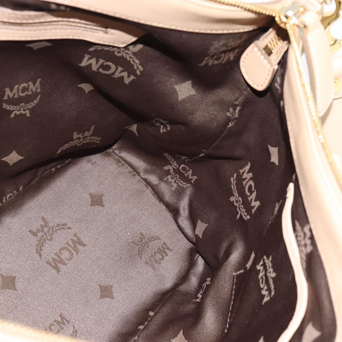 MCM Vicetos Logogram Hand Bag PVC Leather 2way Beige Gold Auth ka4607A