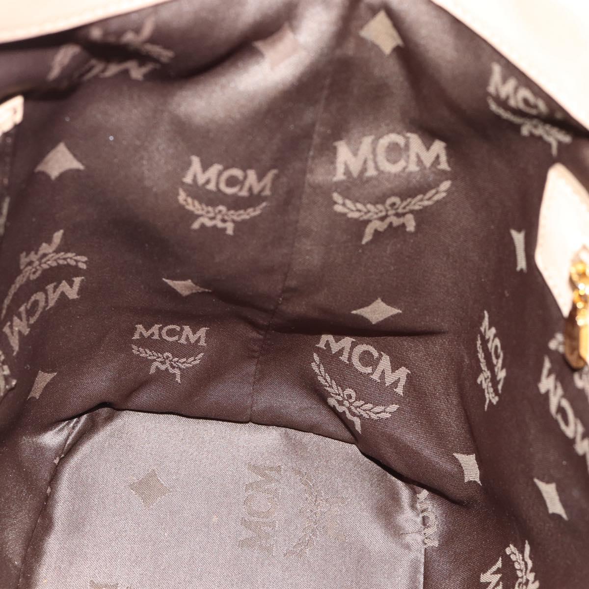 MCM Vicetos Logogram Hand Bag PVC Leather 2way Beige Gold Auth ka4607A