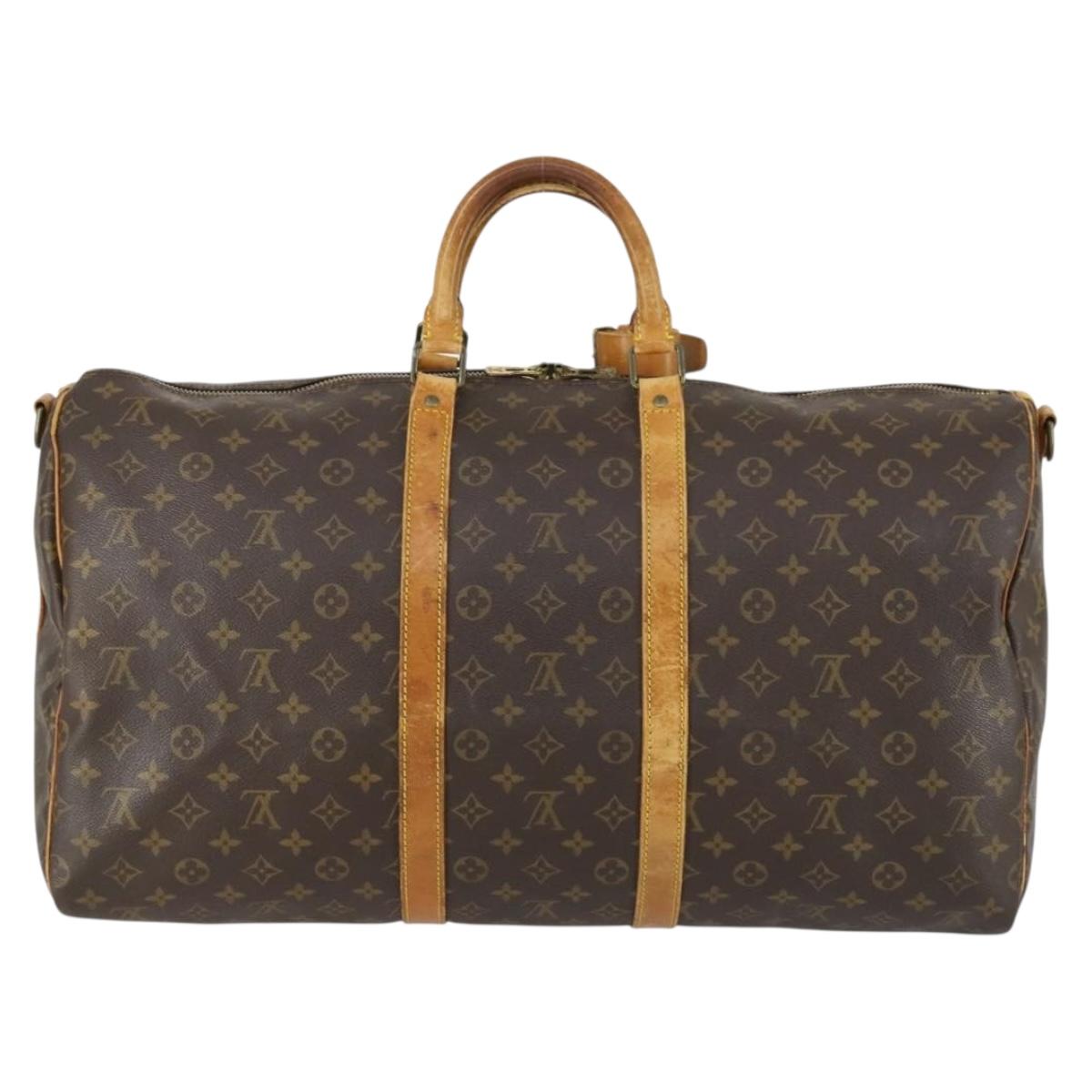 LOUIS VUITTON Monogram Keepall Bandouliere 55 Boston Bag M41414 LV Auth ka461