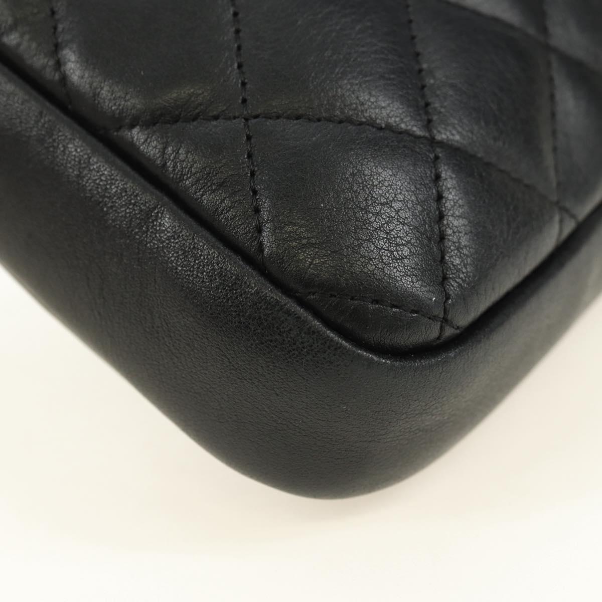 CHANEL Cambon Line Shoulder Bag Leather Black Silver CC Auth ka4610V