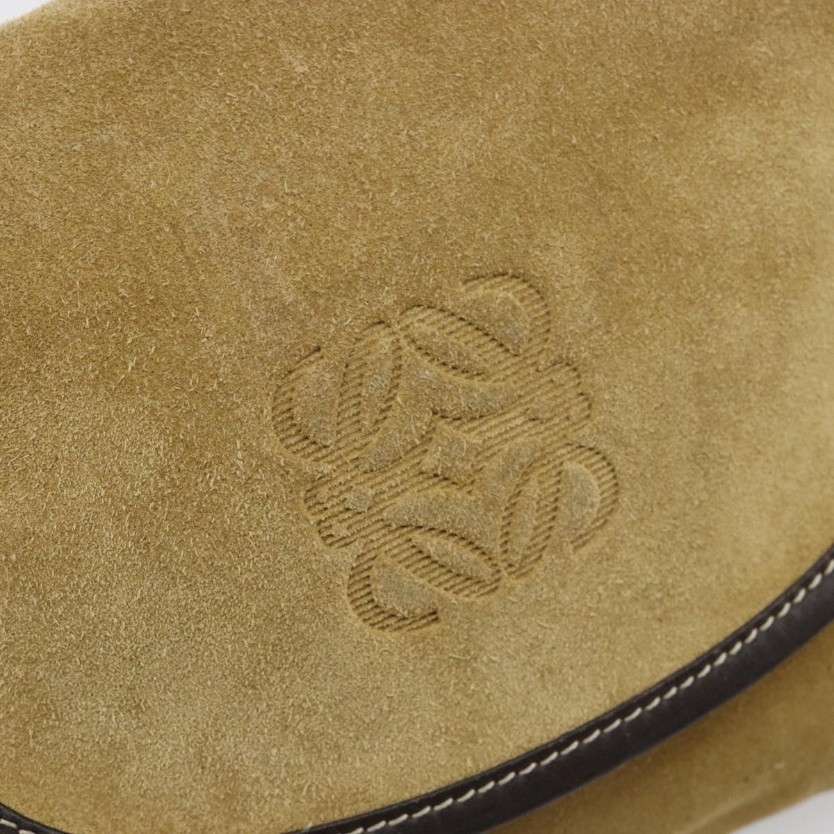 LOEWE Shoulder Bag Suede Beige Gold Auth ka4613A