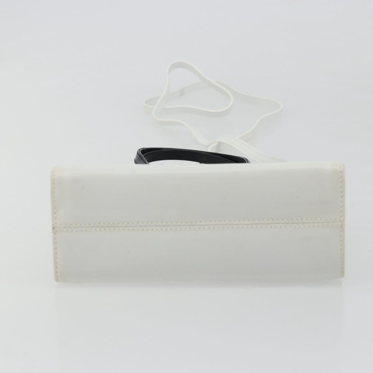 Salvatore Ferragamo Vala Hand Bag Leather 2way White Gold Auth ka4614A