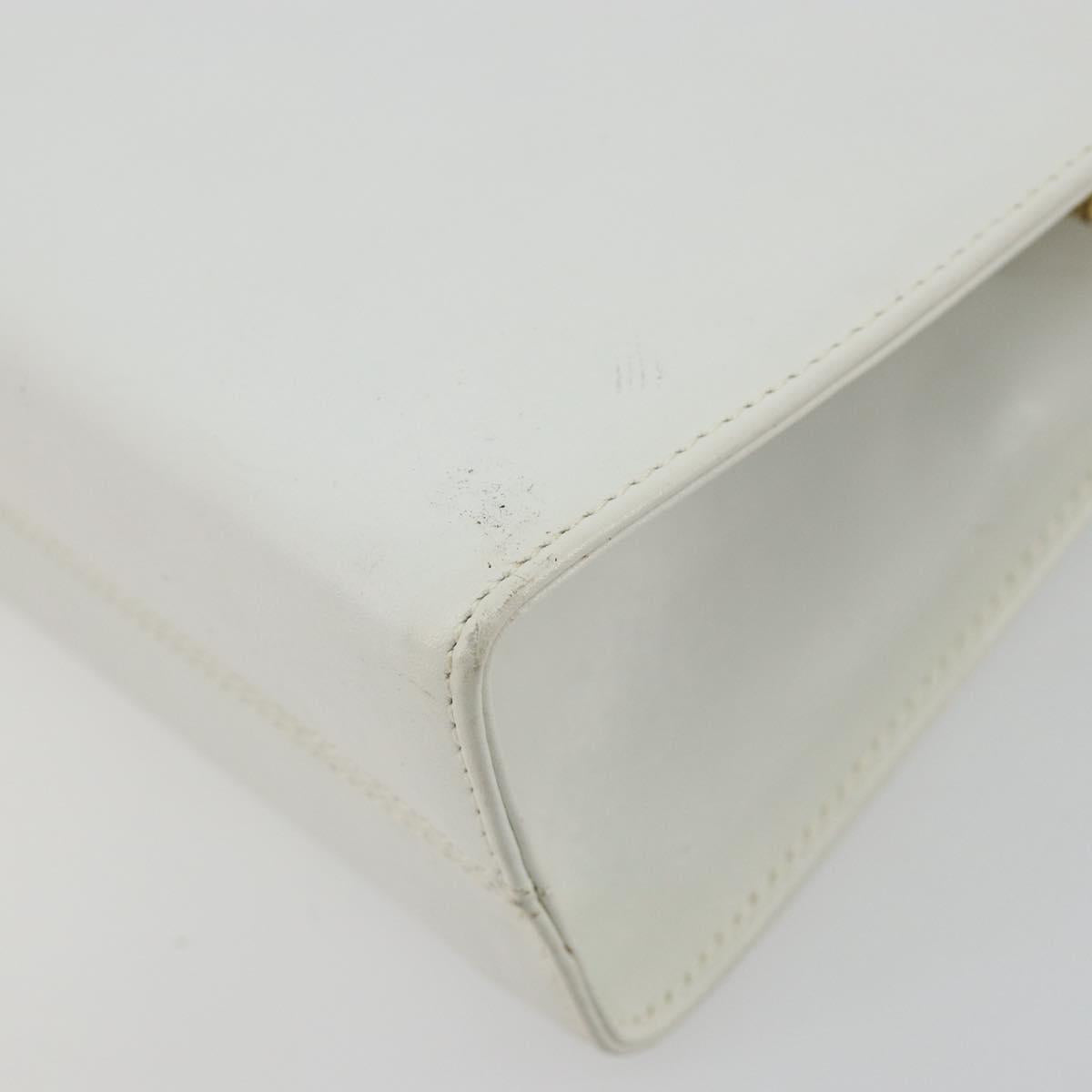 Salvatore Ferragamo Vala Hand Bag Leather 2way White Gold Auth ka4614A
