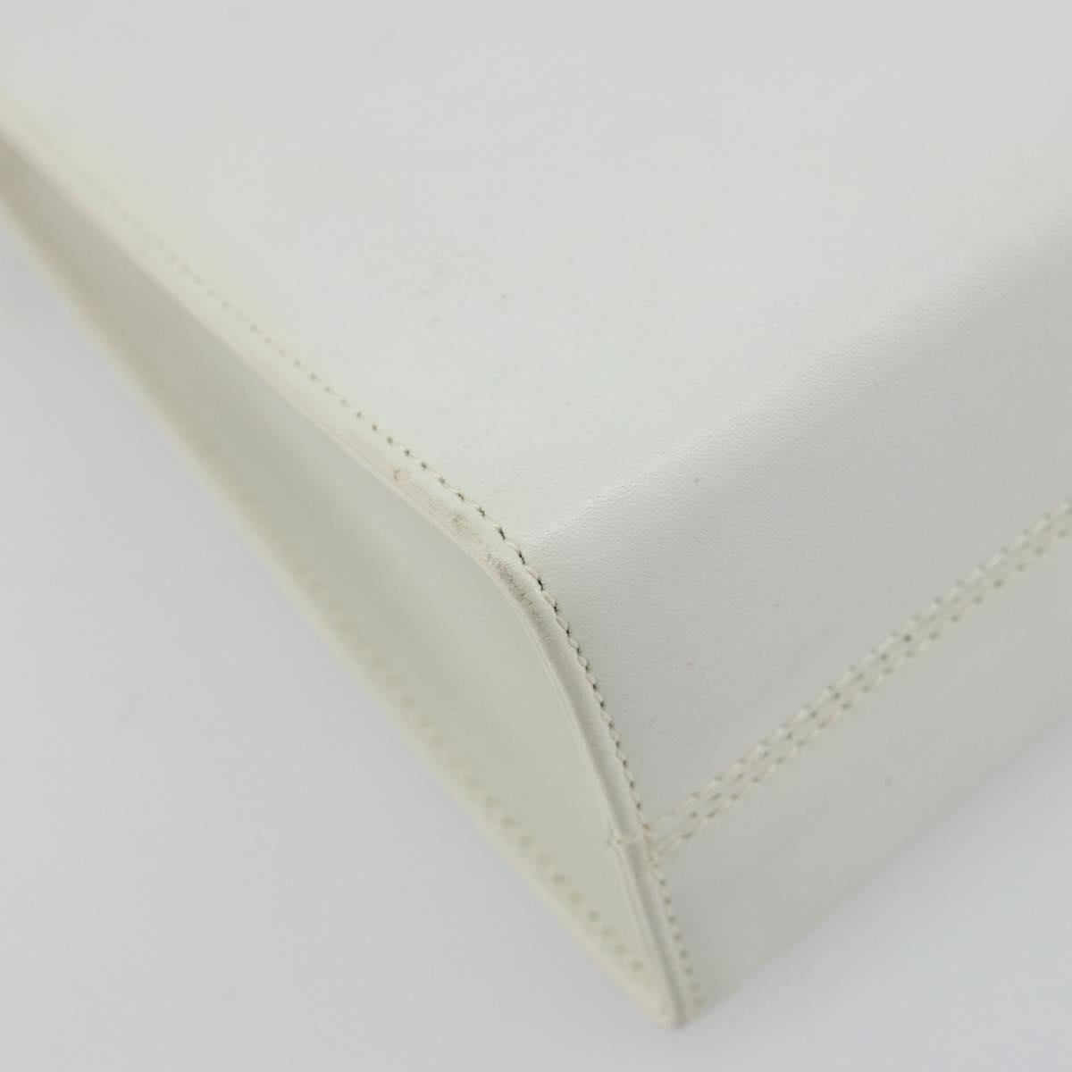 Salvatore Ferragamo Vala Hand Bag Leather 2way White Gold Auth ka4614A