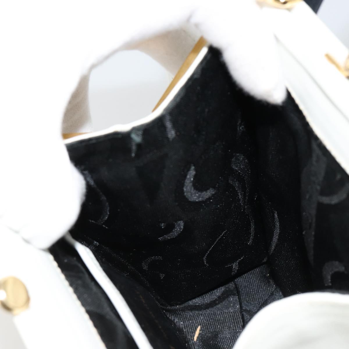 Salvatore Ferragamo Vala Hand Bag Leather 2way White Gold Auth ka4614A