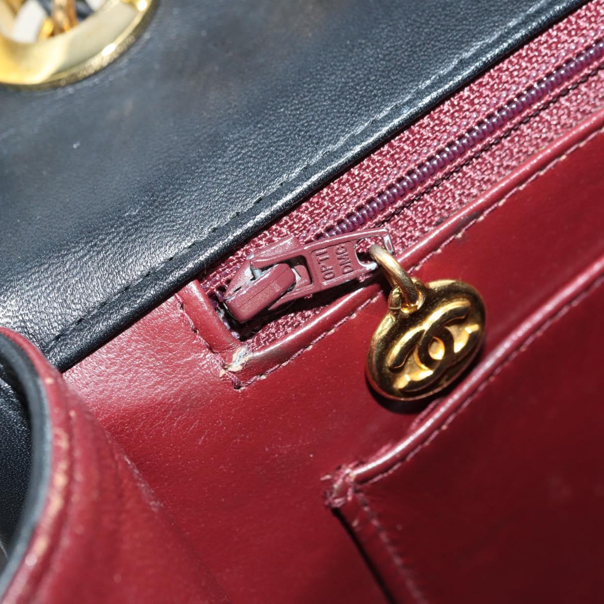 CHANEL Chain Shoulder Bag Lamb Skin Black Gold CC Auth ka4618SAV