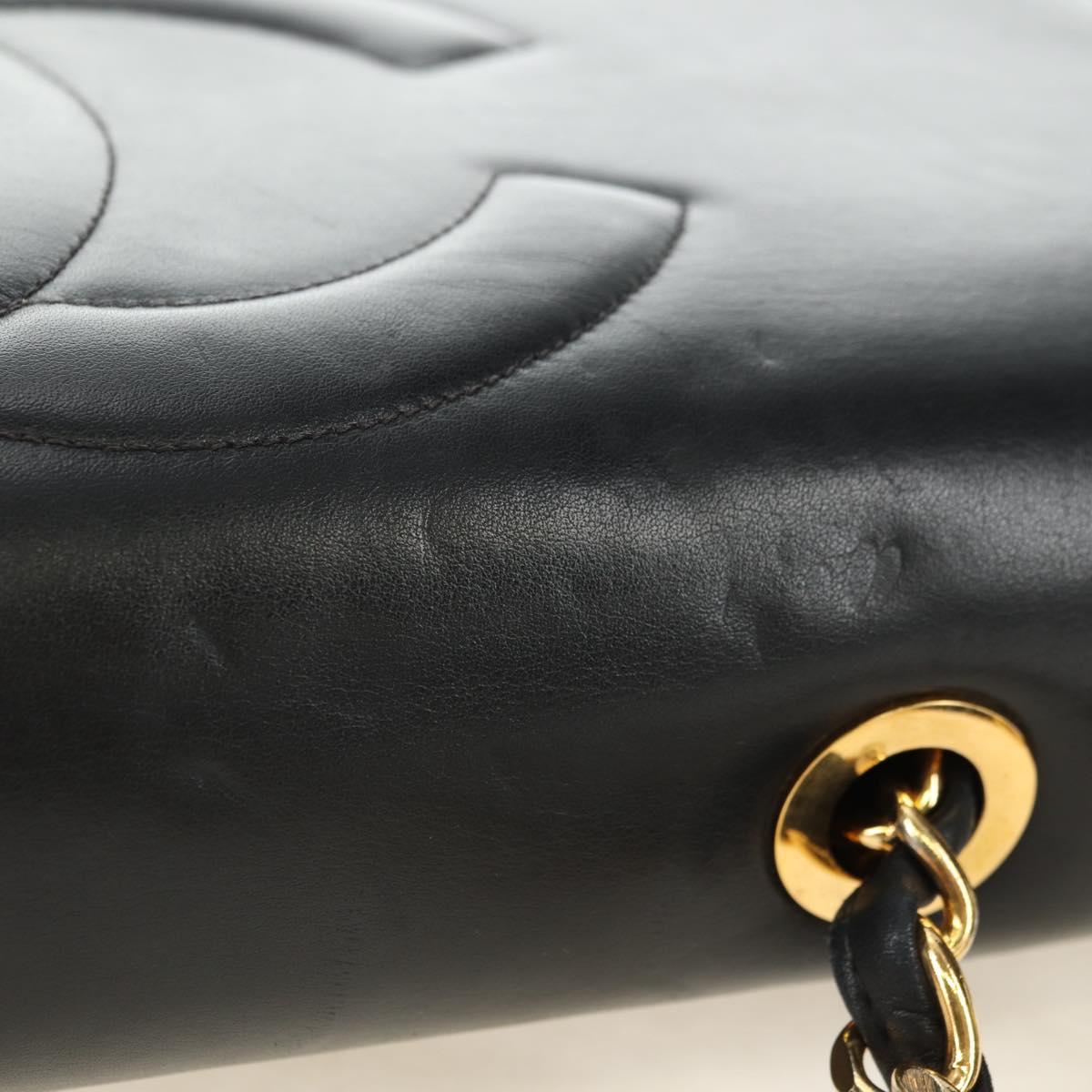 CHANEL Chain Shoulder Bag Lamb Skin Black Gold CC Auth ka4618SAV
