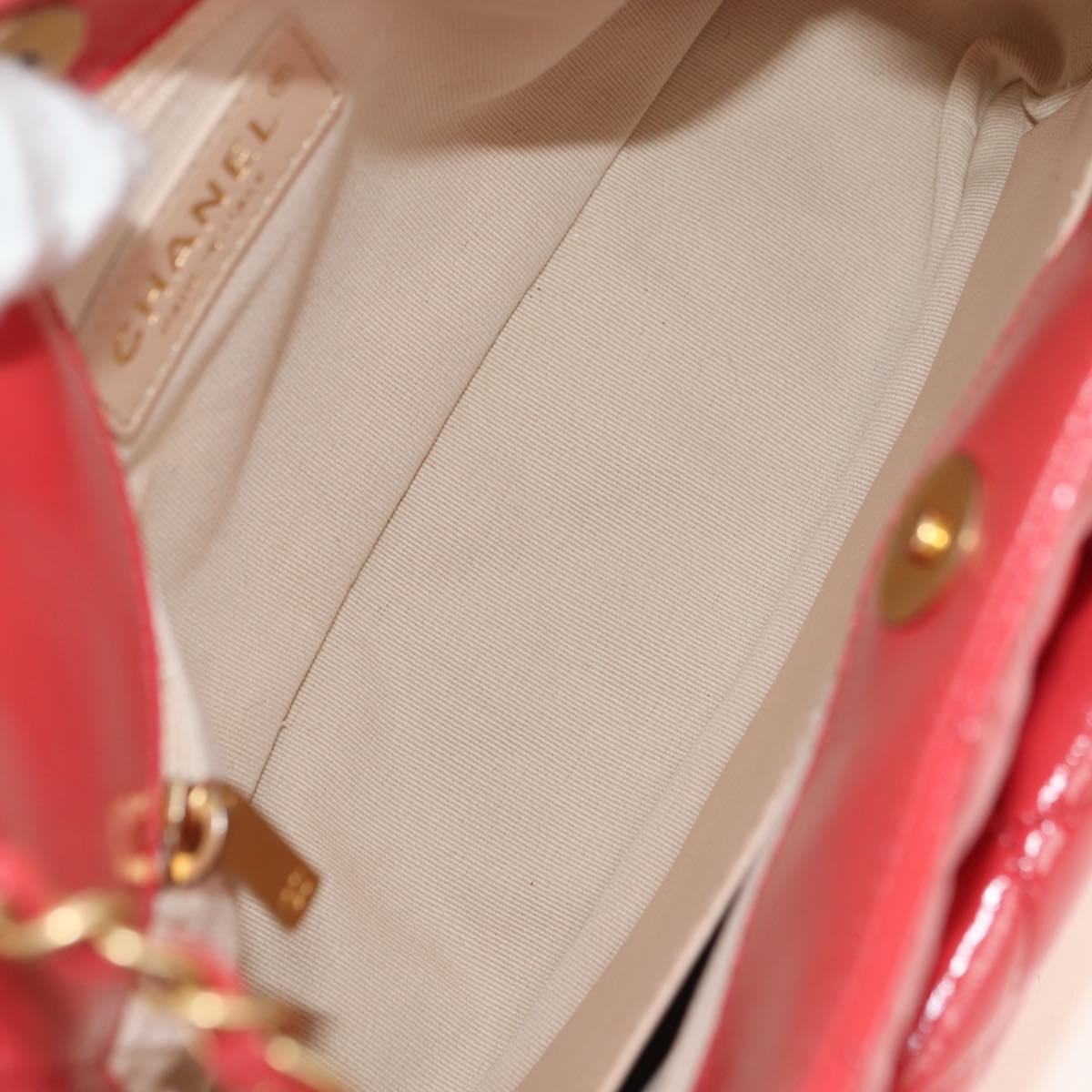 CHANEL Matelasse Hobo Chain Bag Patent leather Pink Gold CC Auth ka4620SM