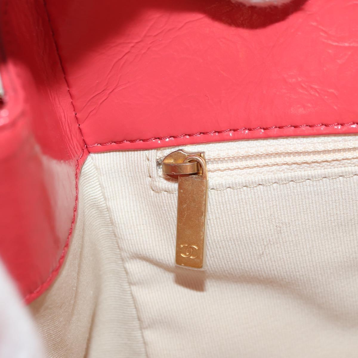 CHANEL Matelasse Hobo Chain Bag Patent leather Pink Gold CC Auth ka4620SM