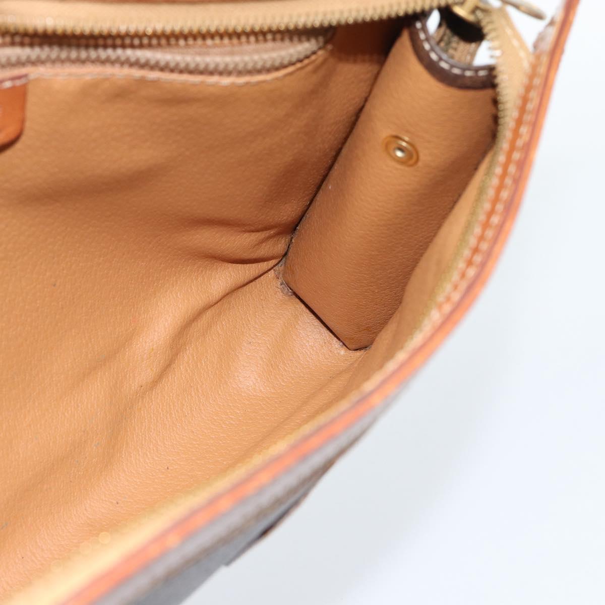 CELINE Macadam Canvas Business bag PVC Leather Brown Gold Auth ka4622