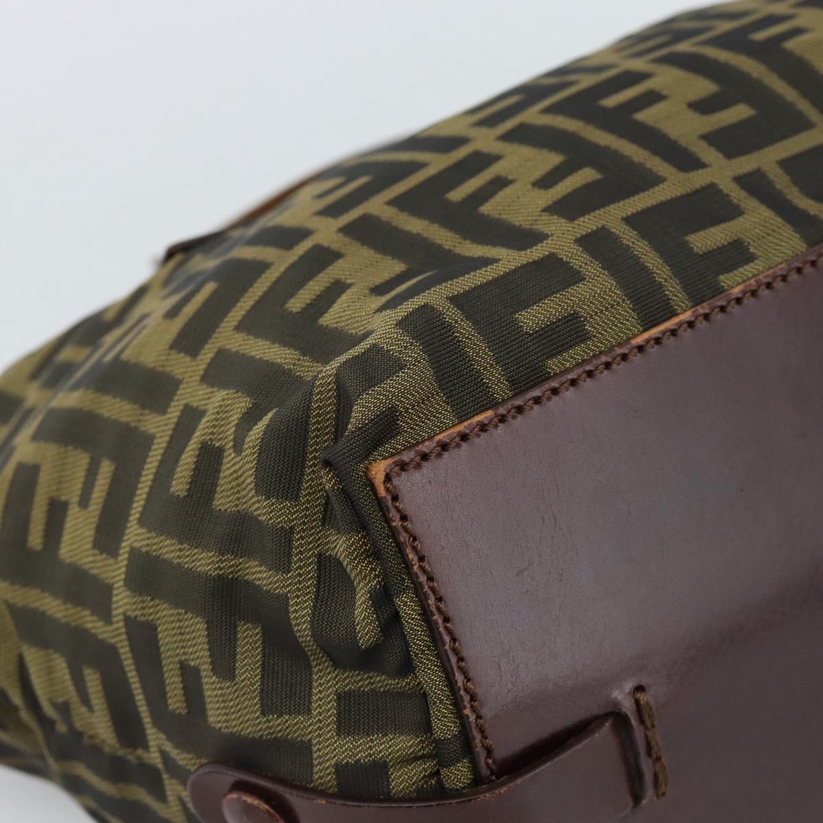 FENDI Zucca Canvas Hand Bag Black Brown Auth ka4624