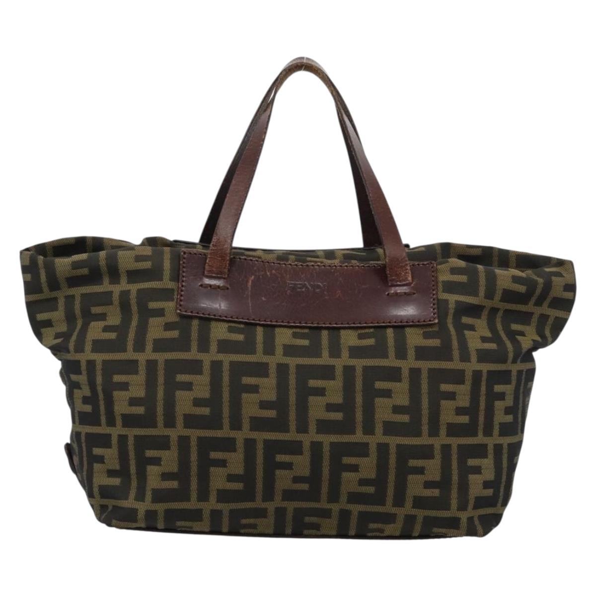 FENDI Zucca Canvas Hand Bag Black Brown Auth ka4624