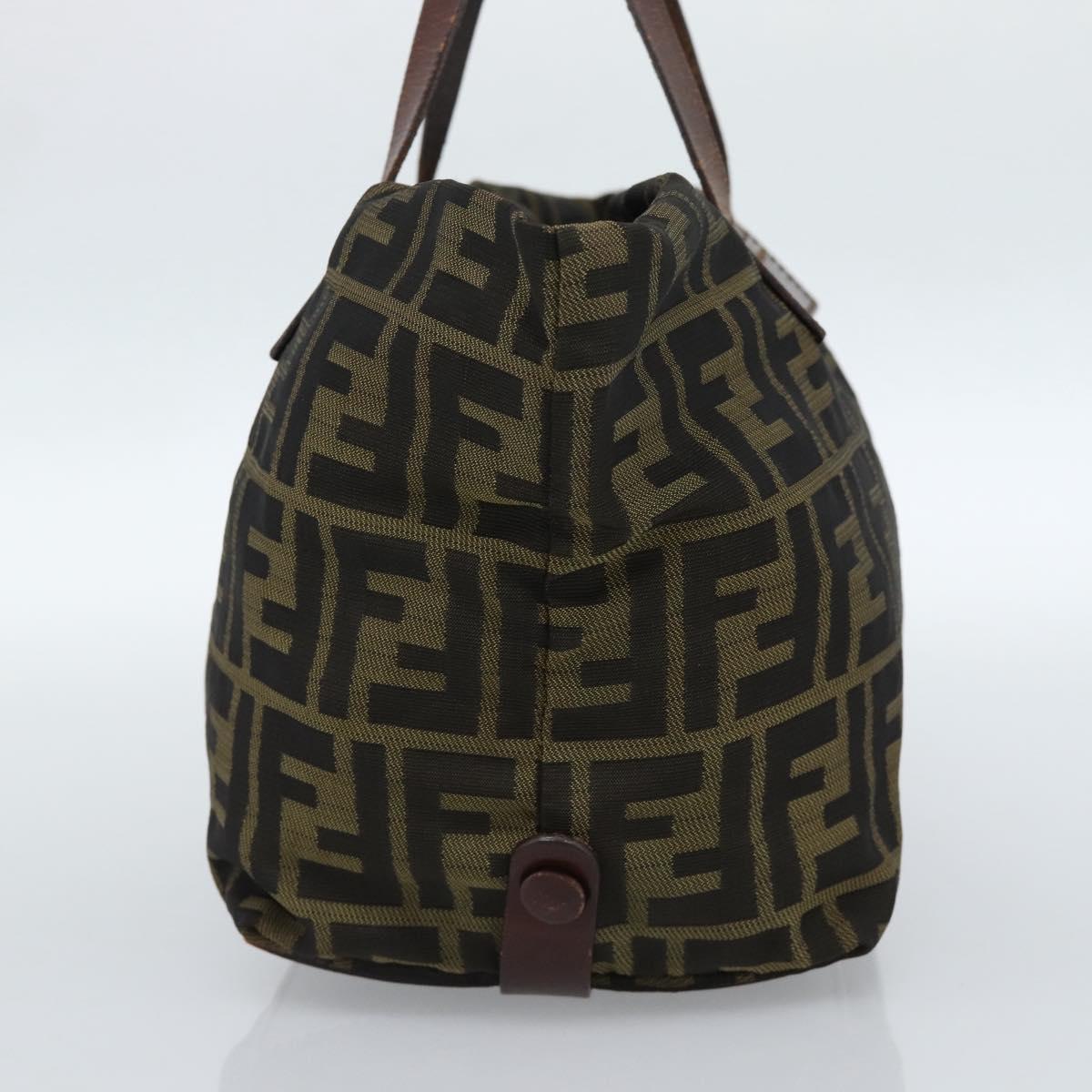 FENDI Zucca Canvas Hand Bag Black Brown Auth ka4624