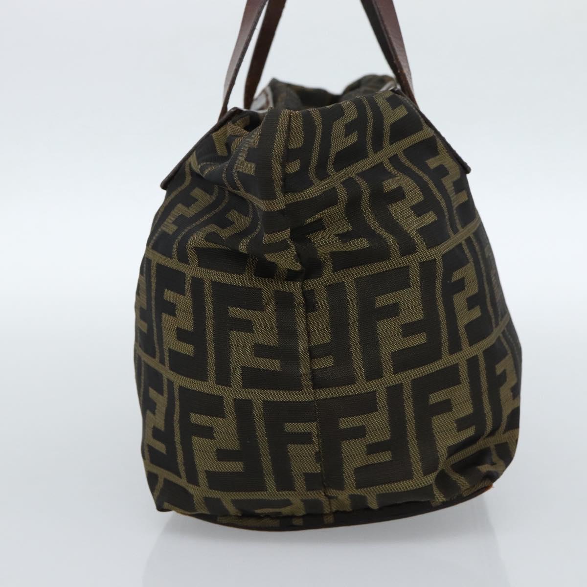FENDI Zucca Canvas Hand Bag Black Brown Auth ka4624