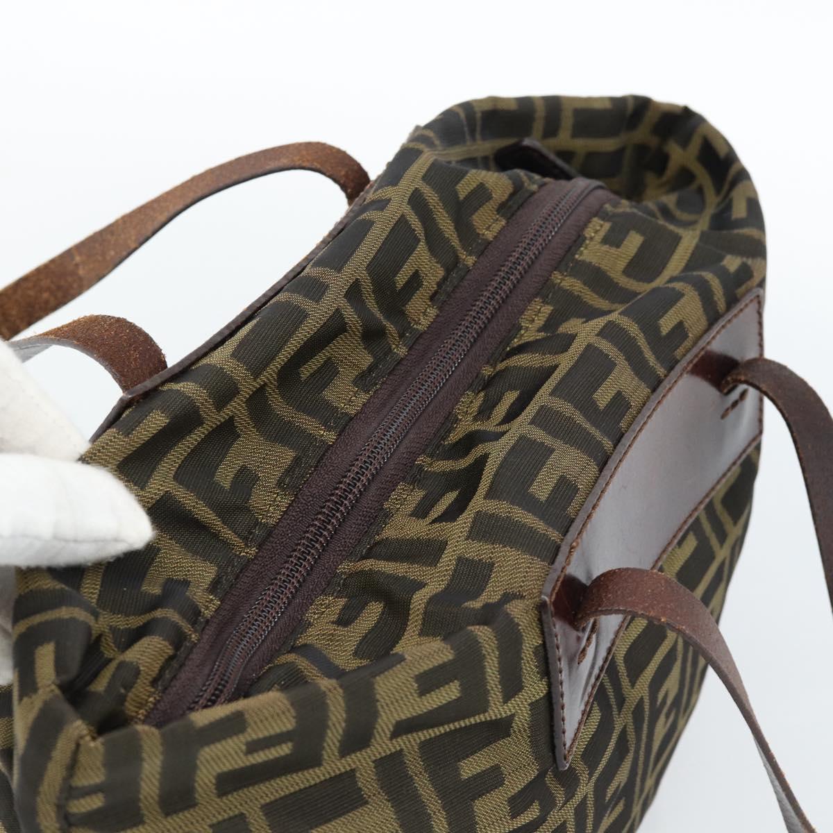 FENDI Zucca Canvas Hand Bag Black Brown Auth ka4624