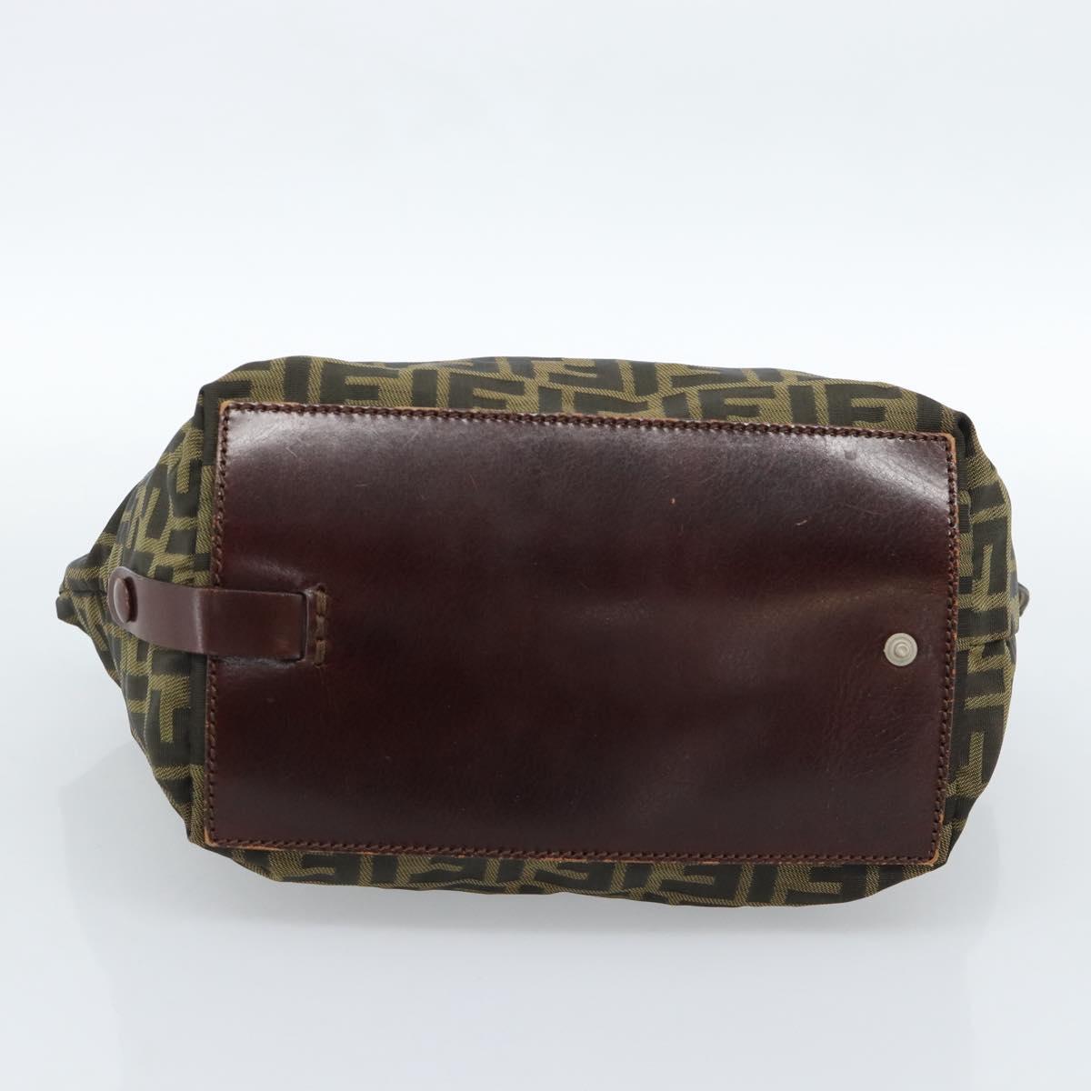FENDI Zucca Canvas Hand Bag Black Brown Auth ka4624