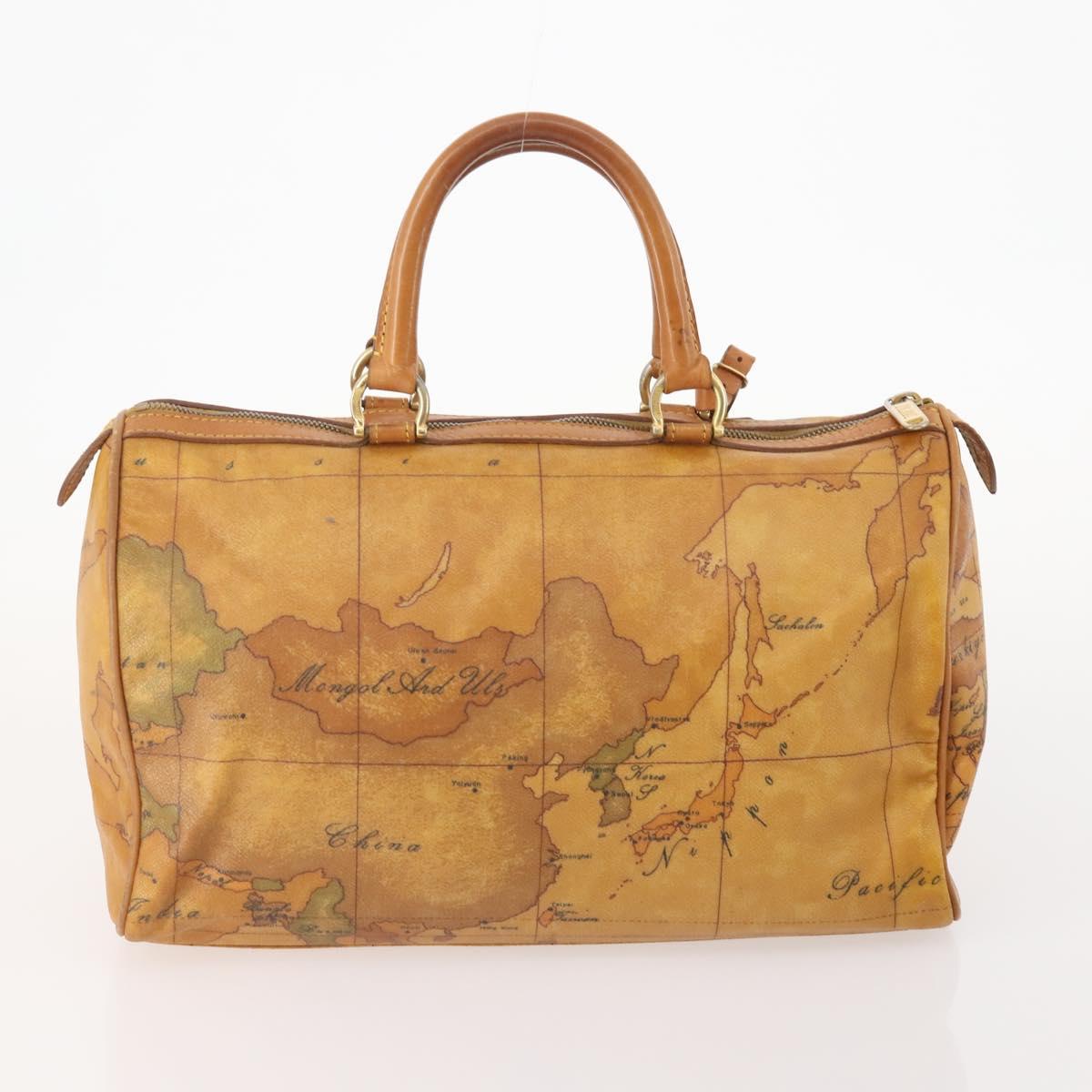 PRIMA CLASSE Hand Bag Leather PVC 3 Set Brown Gold Auth ka4627