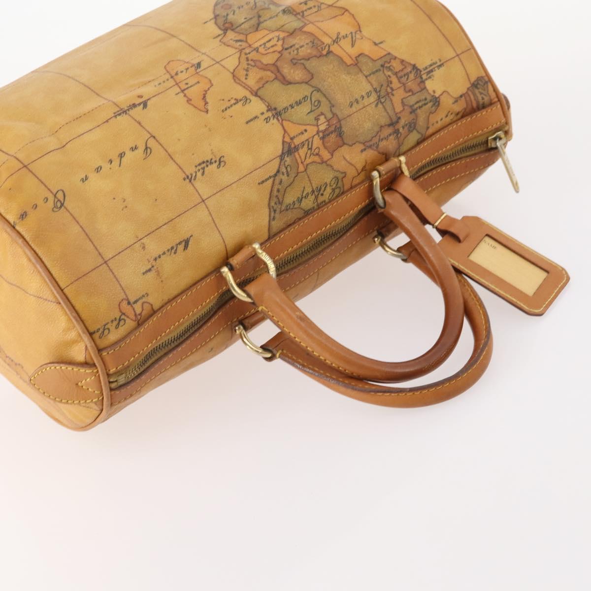 PRIMA CLASSE Hand Bag Leather PVC 3 Set Brown Gold Auth ka4627