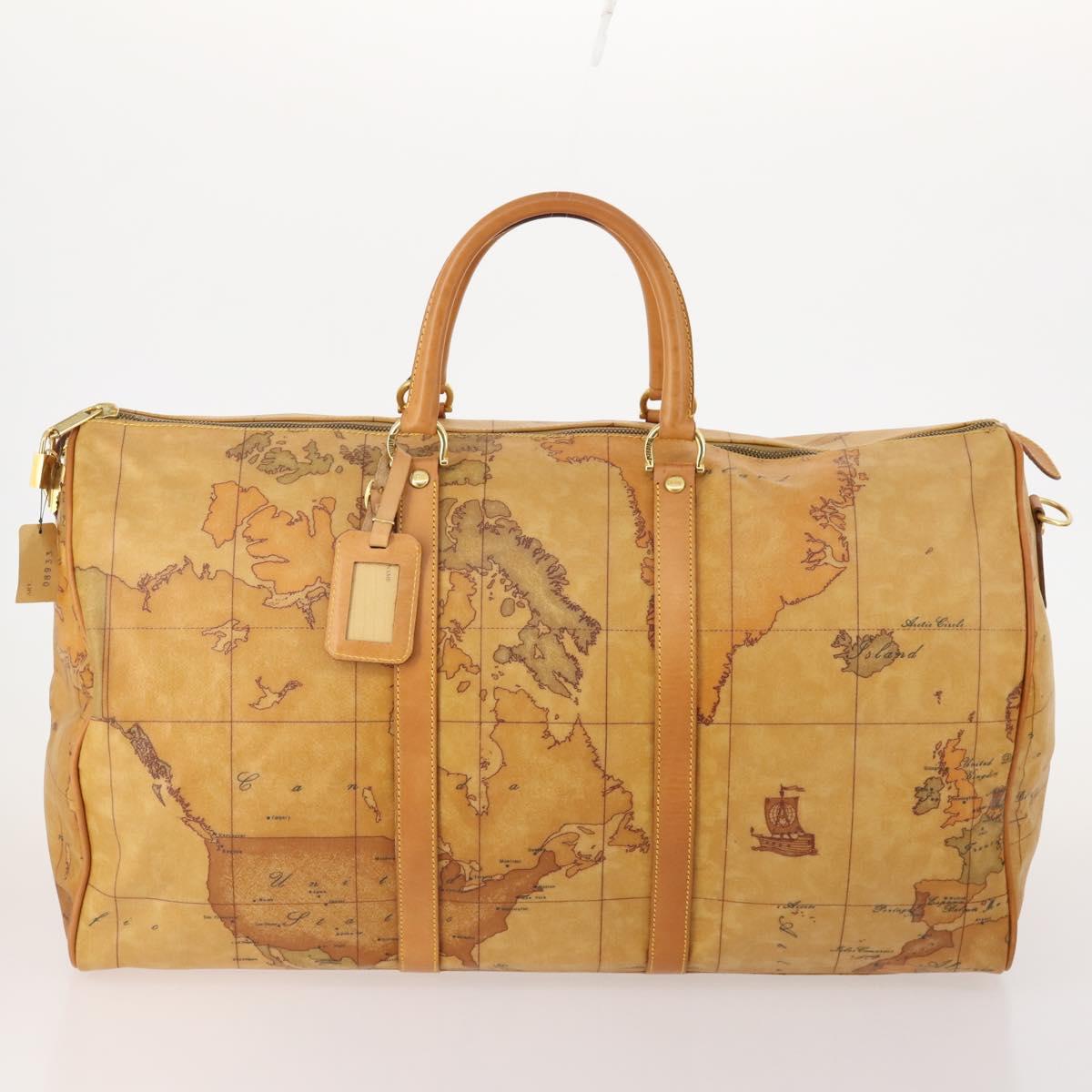 PRIMA CLASSE Hand Bag Leather PVC 3 Set Brown Gold Auth ka4627