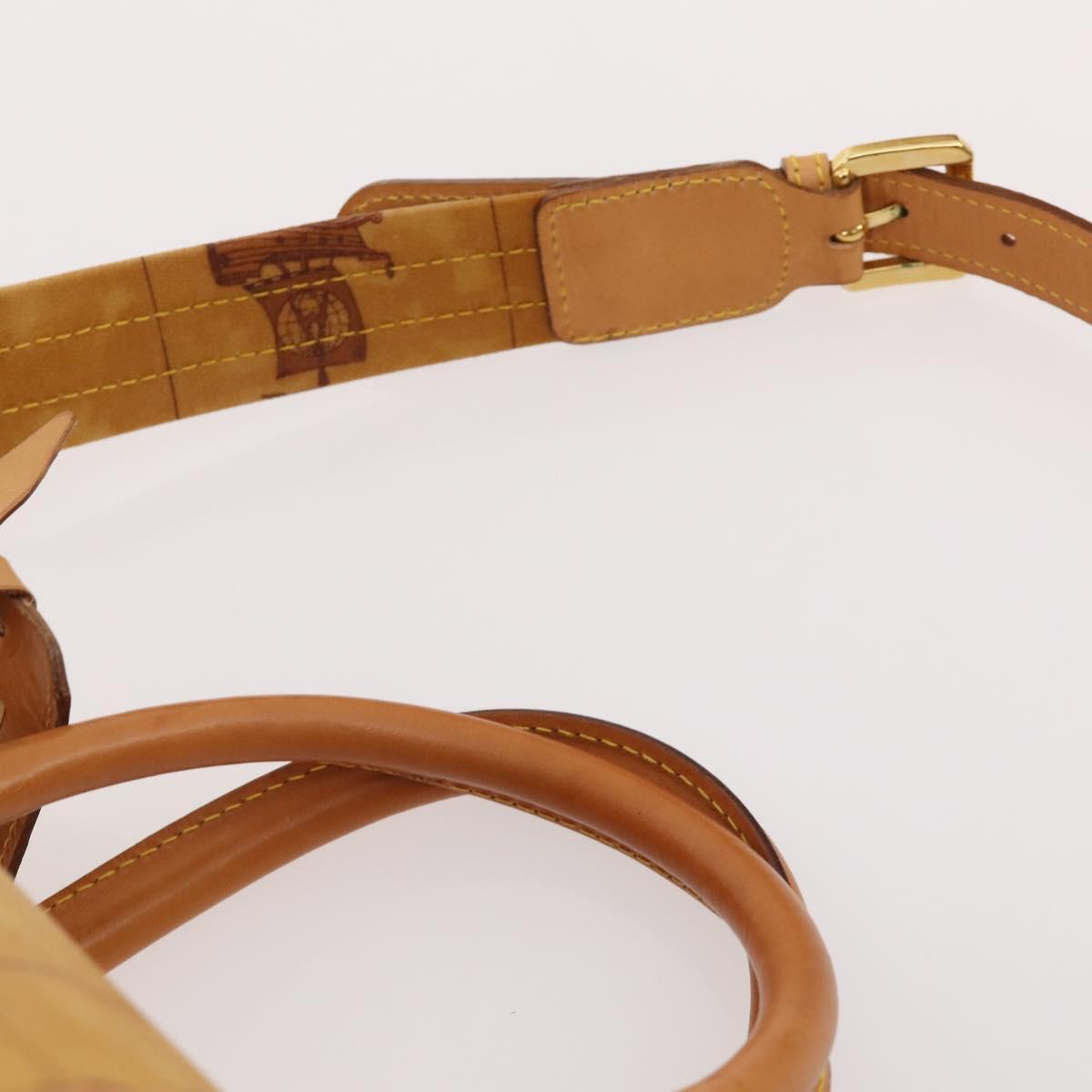 PRIMA CLASSE Hand Bag Leather PVC 3 Set Brown Gold Auth ka4627