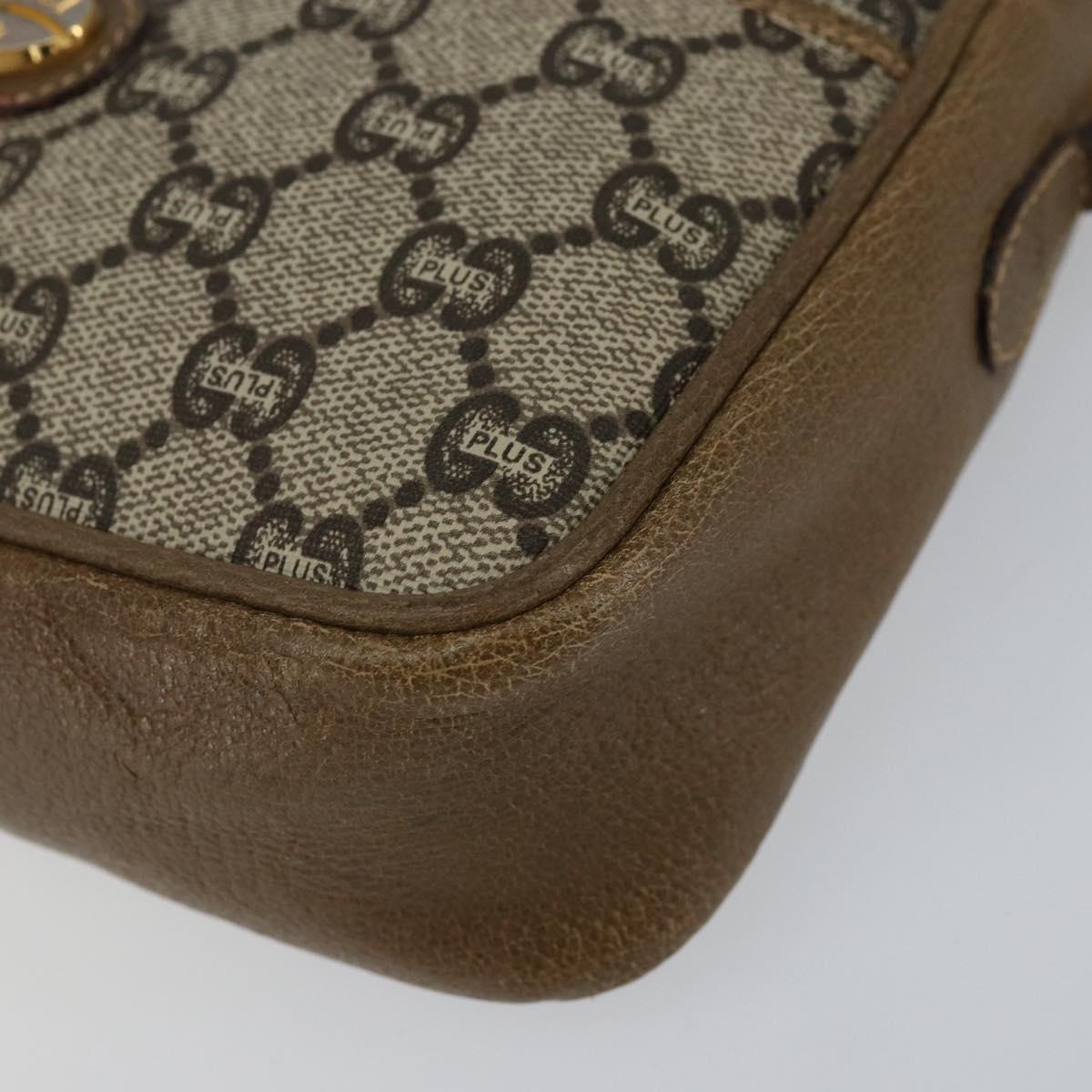 GUCCI GG Plus Supreme Shoulder Bag PVC Beige Gold Auth ka463