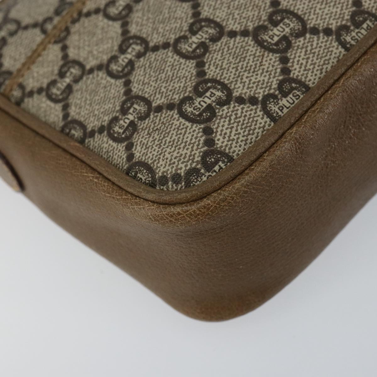 GUCCI GG Plus Supreme Shoulder Bag PVC Beige Gold Auth ka463