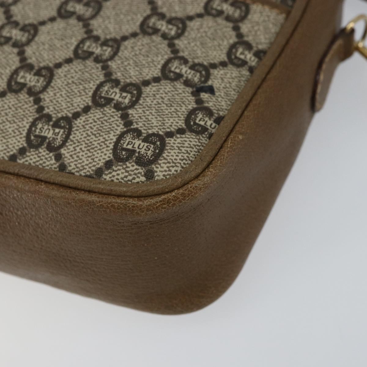 GUCCI GG Plus Supreme Shoulder Bag PVC Beige Gold Auth ka463