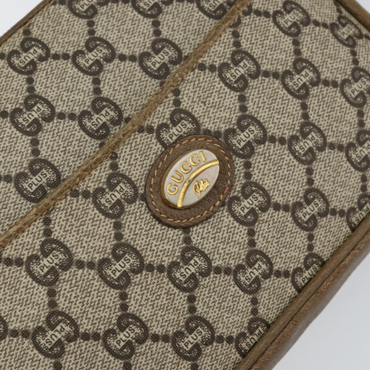 GUCCI GG Plus Supreme Shoulder Bag PVC Beige Gold Auth ka463