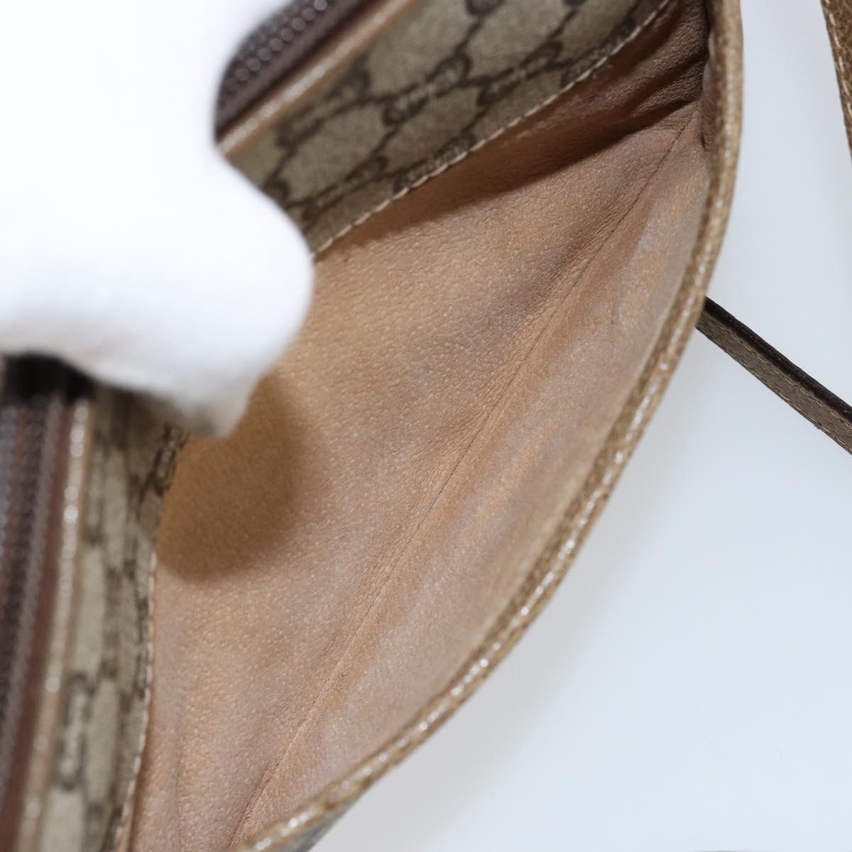 GUCCI GG Plus Supreme Shoulder Bag PVC Beige Gold Auth ka463