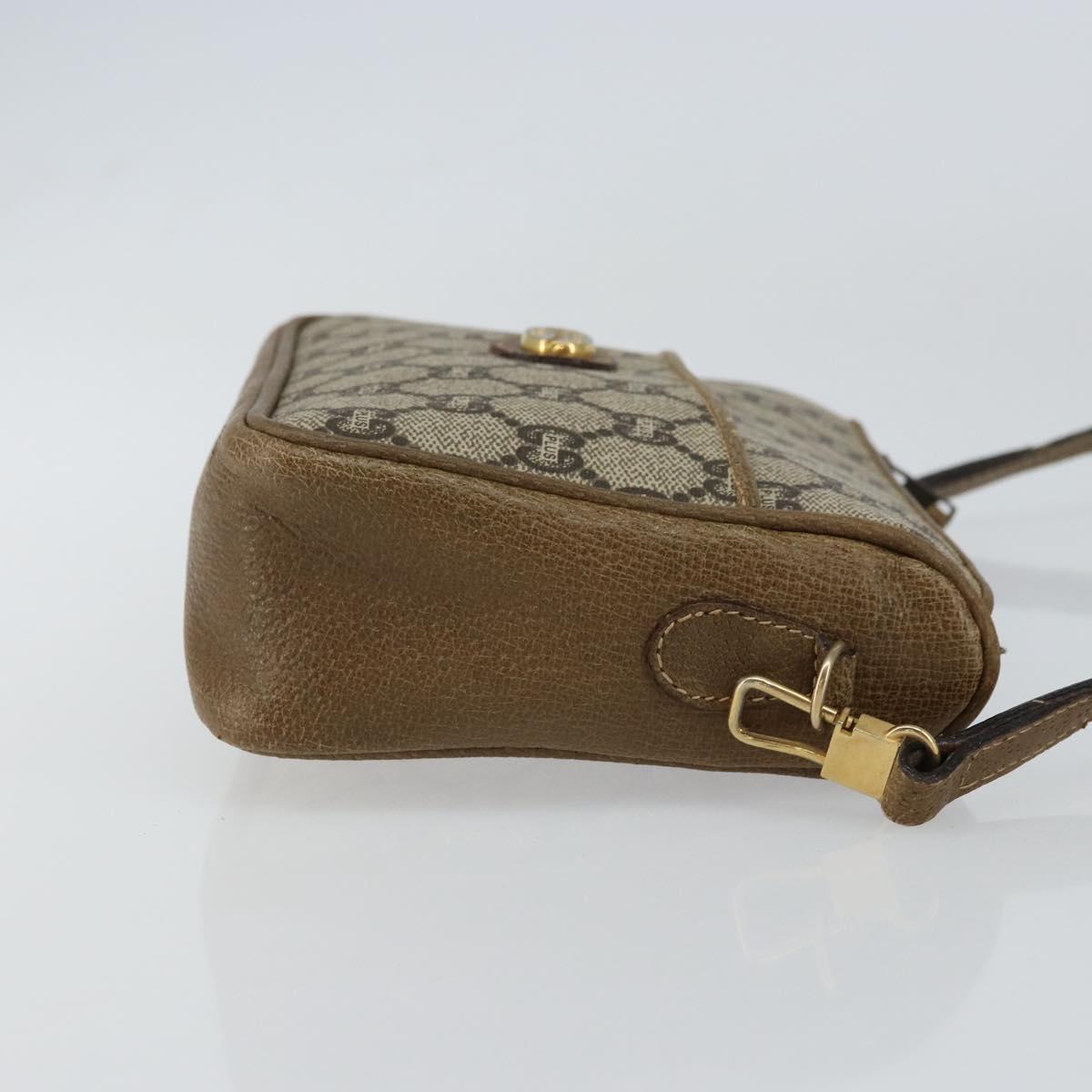 GUCCI GG Plus Supreme Shoulder Bag PVC Beige Gold Auth ka463