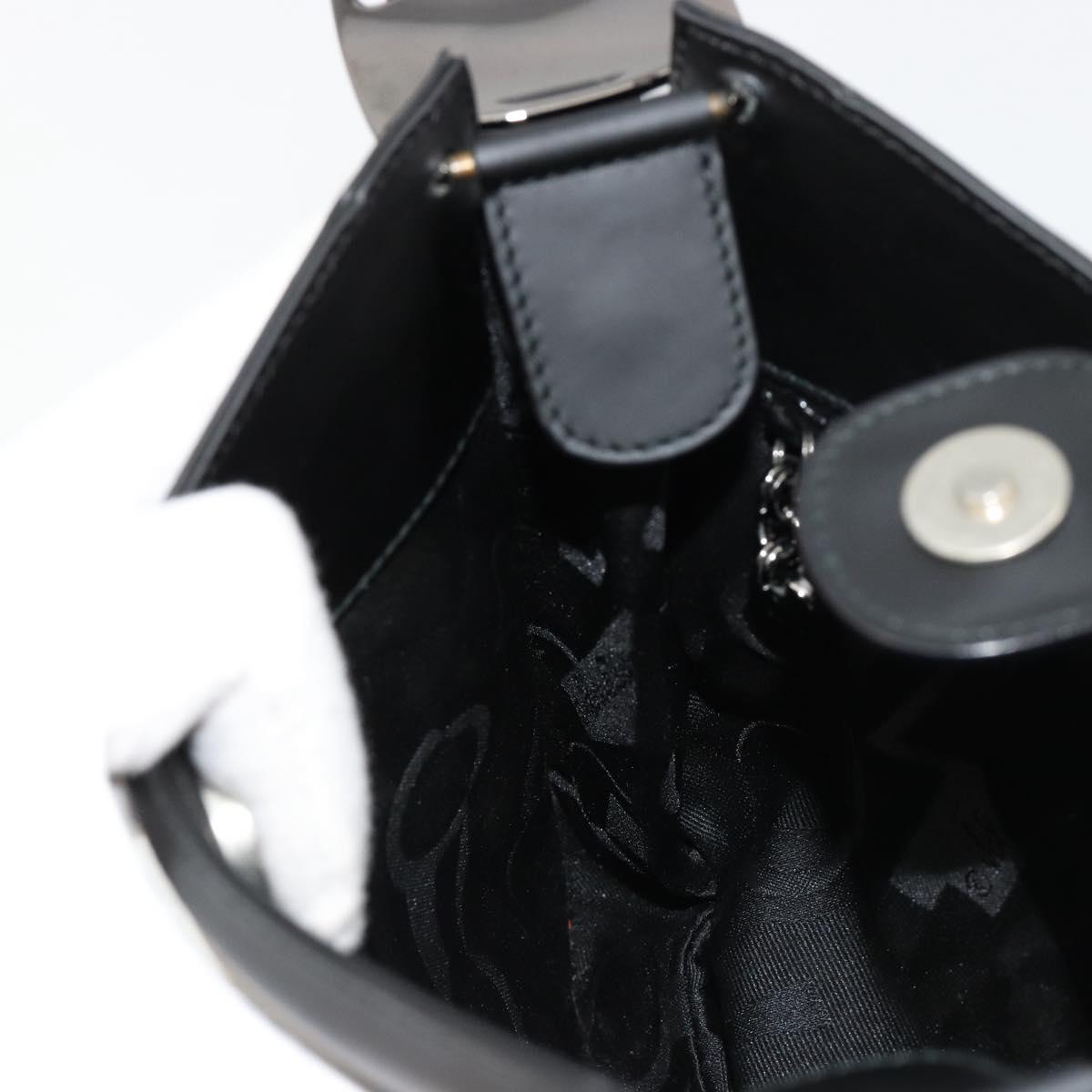 Salvatore Ferragamo Vala Shoulder Bag Leather Black Silver Auth ka4630