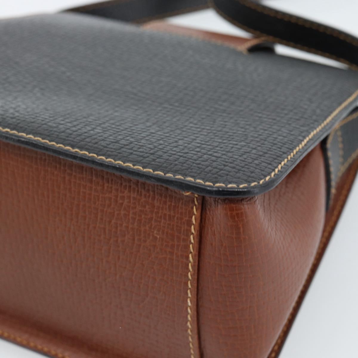 LOEWE Shoulder Bag Leather Black Brown Gold Auth ka4636A